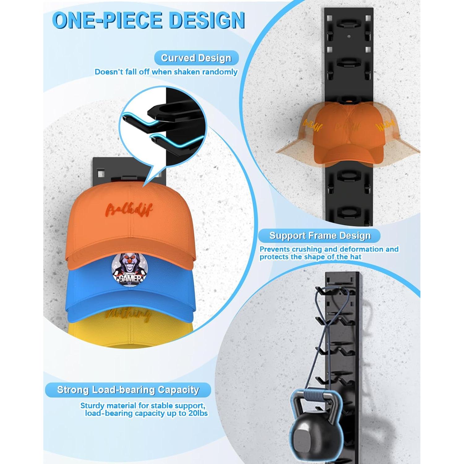 Organizador de Sombreros Eanyiikick 2 Paquetes Negro Montado en Pared