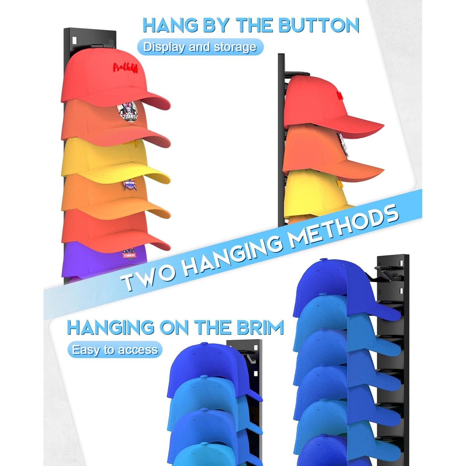 Organizador de Sombreros Eanyiikick 2 Paquetes Negro Montado en Pared