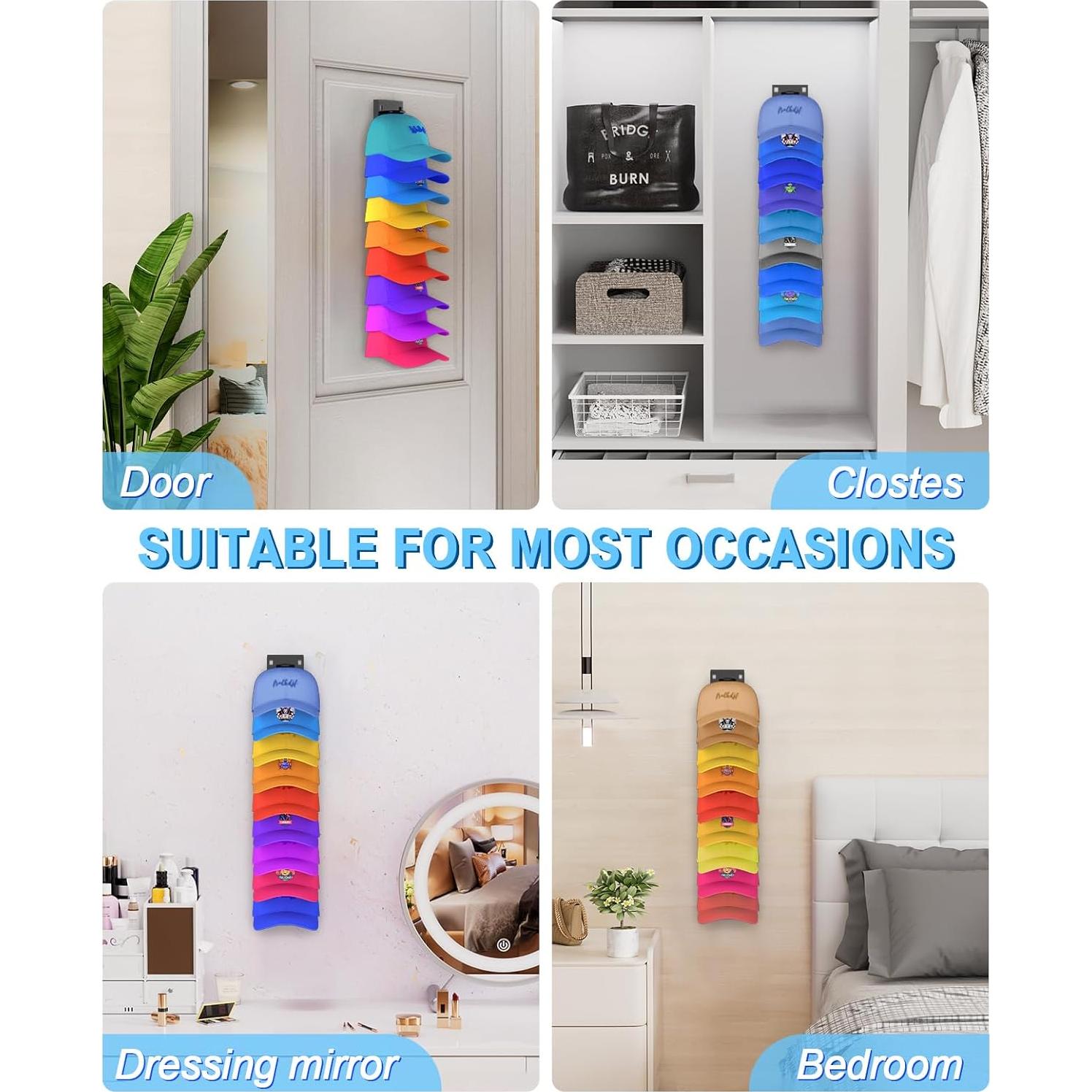 Organizador de Sombreros Eanyiikick 2 Paquetes Negro Montado en Pared