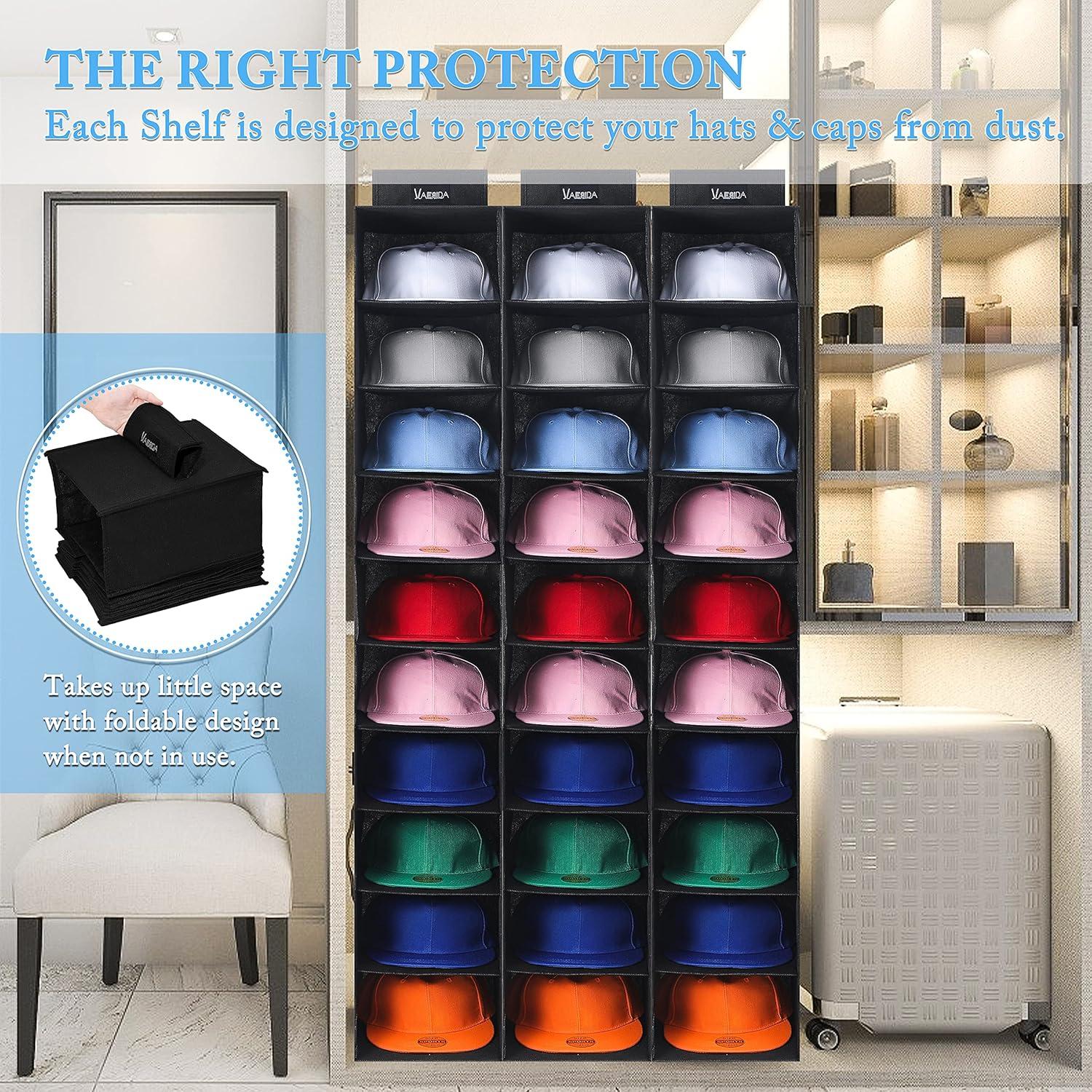 Soporte para Sombreros VAESIDA Negro, Organizador Colgante 10 Estantes