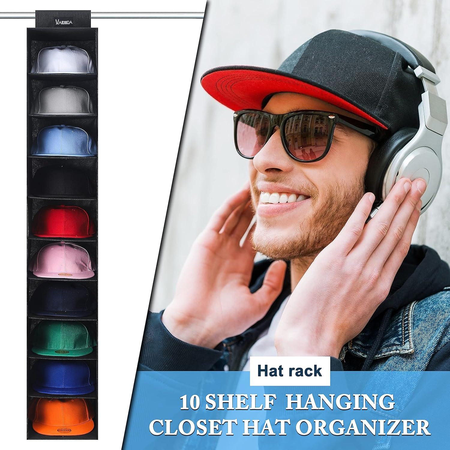 Soporte para Sombreros VAESIDA Negro, Organizador Colgante 10 Estantes