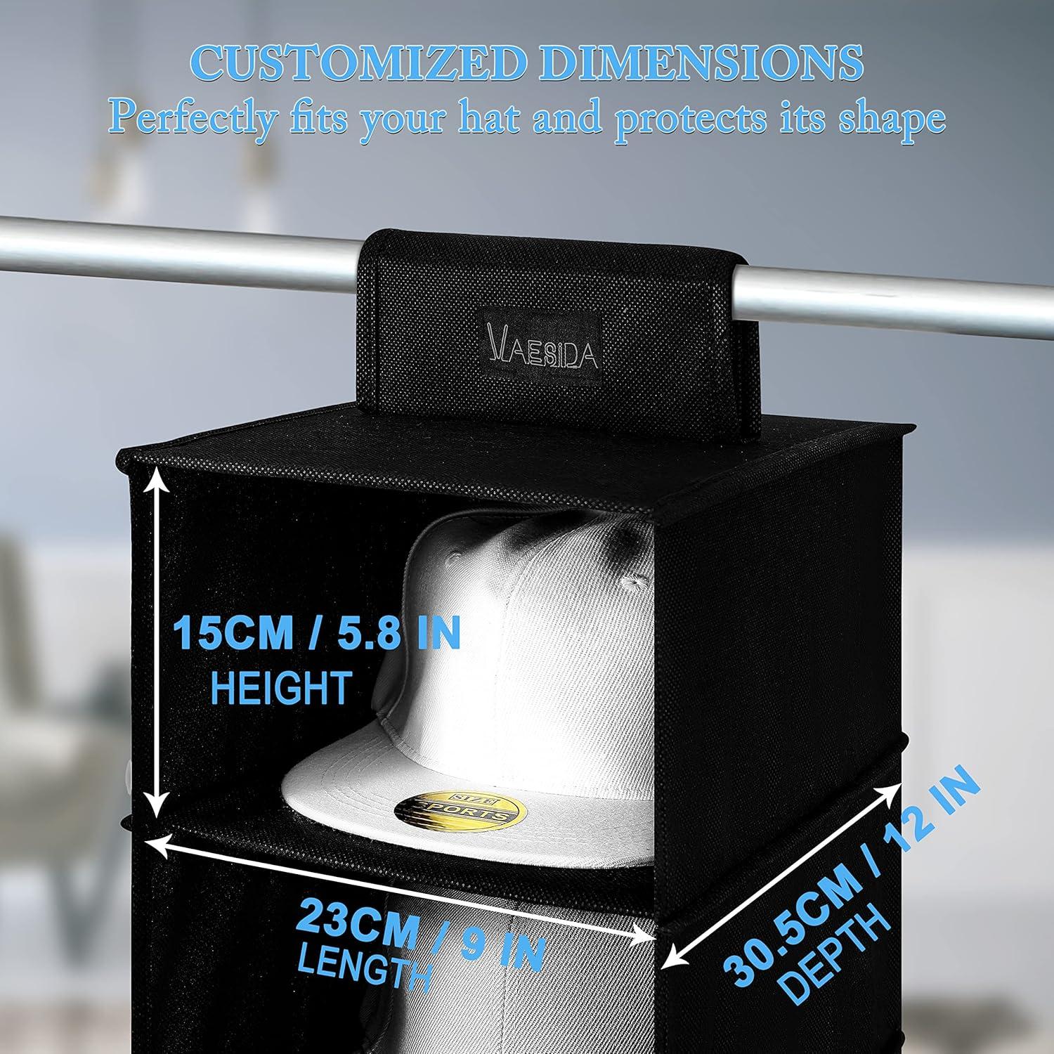 Soporte para Sombreros VAESIDA Negro, Organizador Colgante 10 Estantes