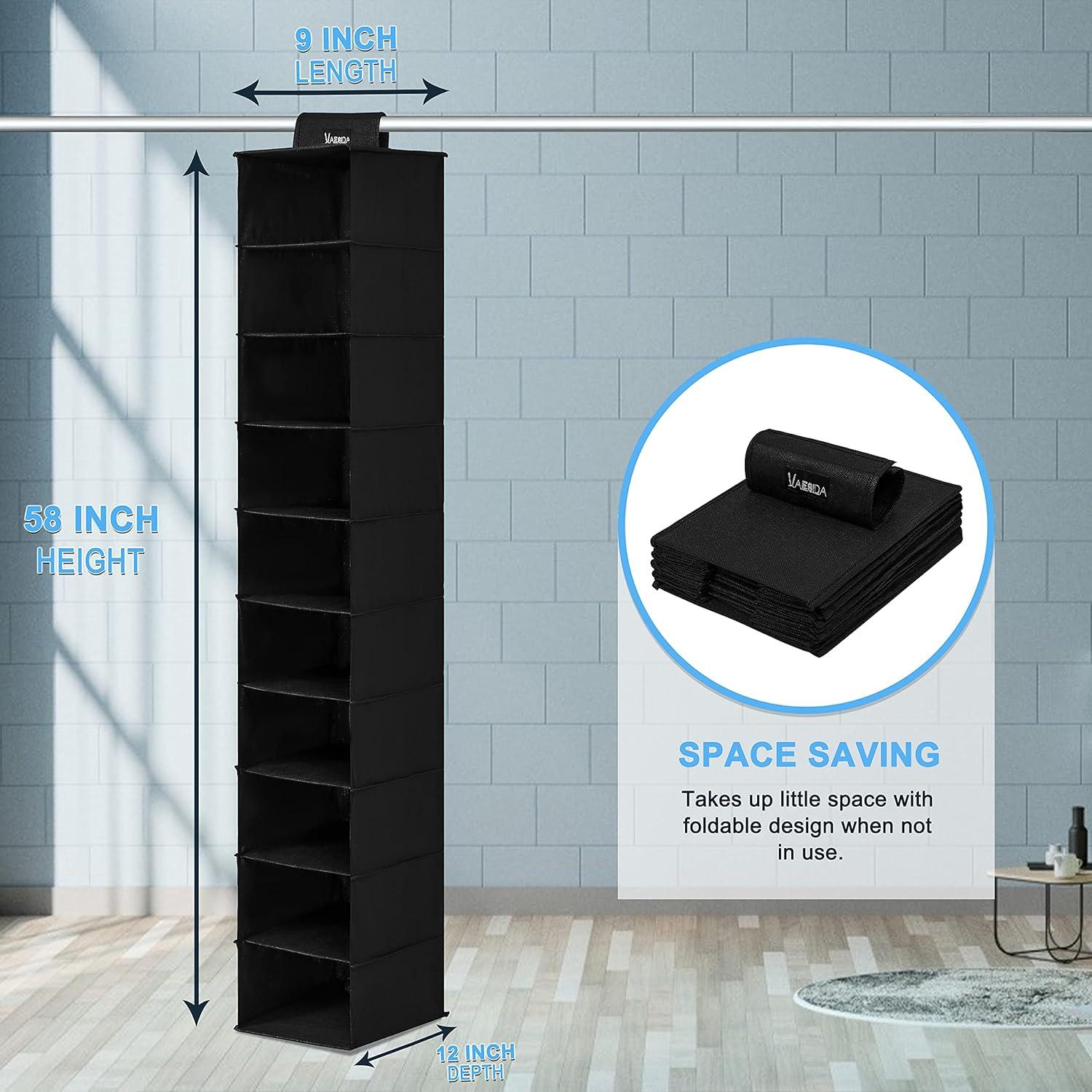 Soporte para Sombreros VAESIDA Negro, Organizador Colgante 10 Estantes