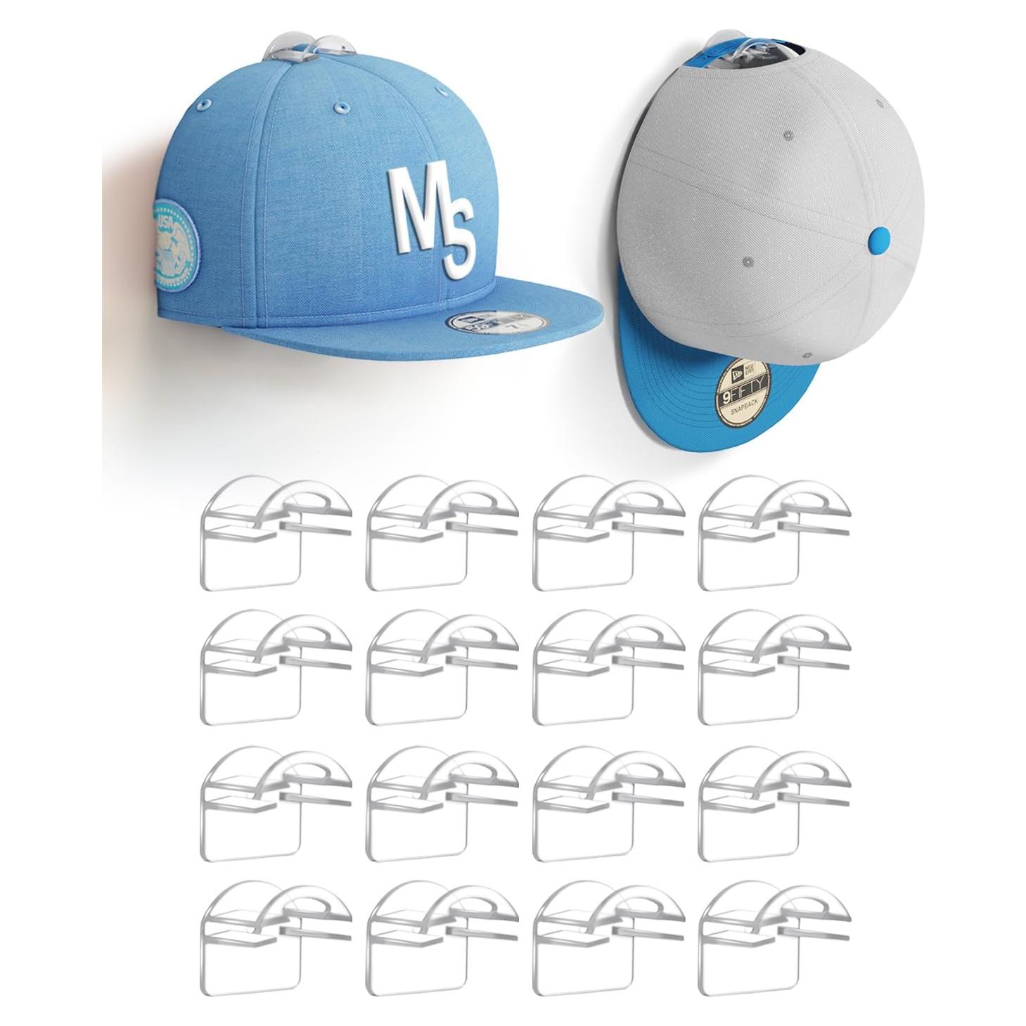 Ganchos Adhesivos para Sombreros MSKEI - Paquete de 16 Transparentes