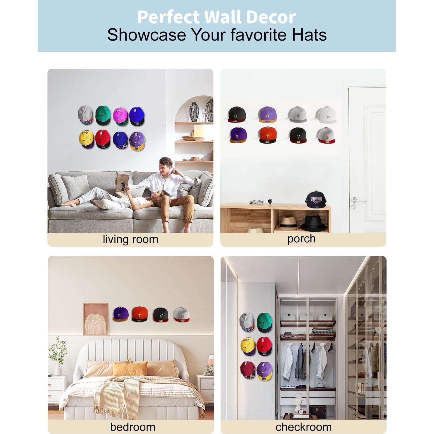 Ganchos Adhesivos para Sombreros MSKEI - Paquete de 16 Transparentes