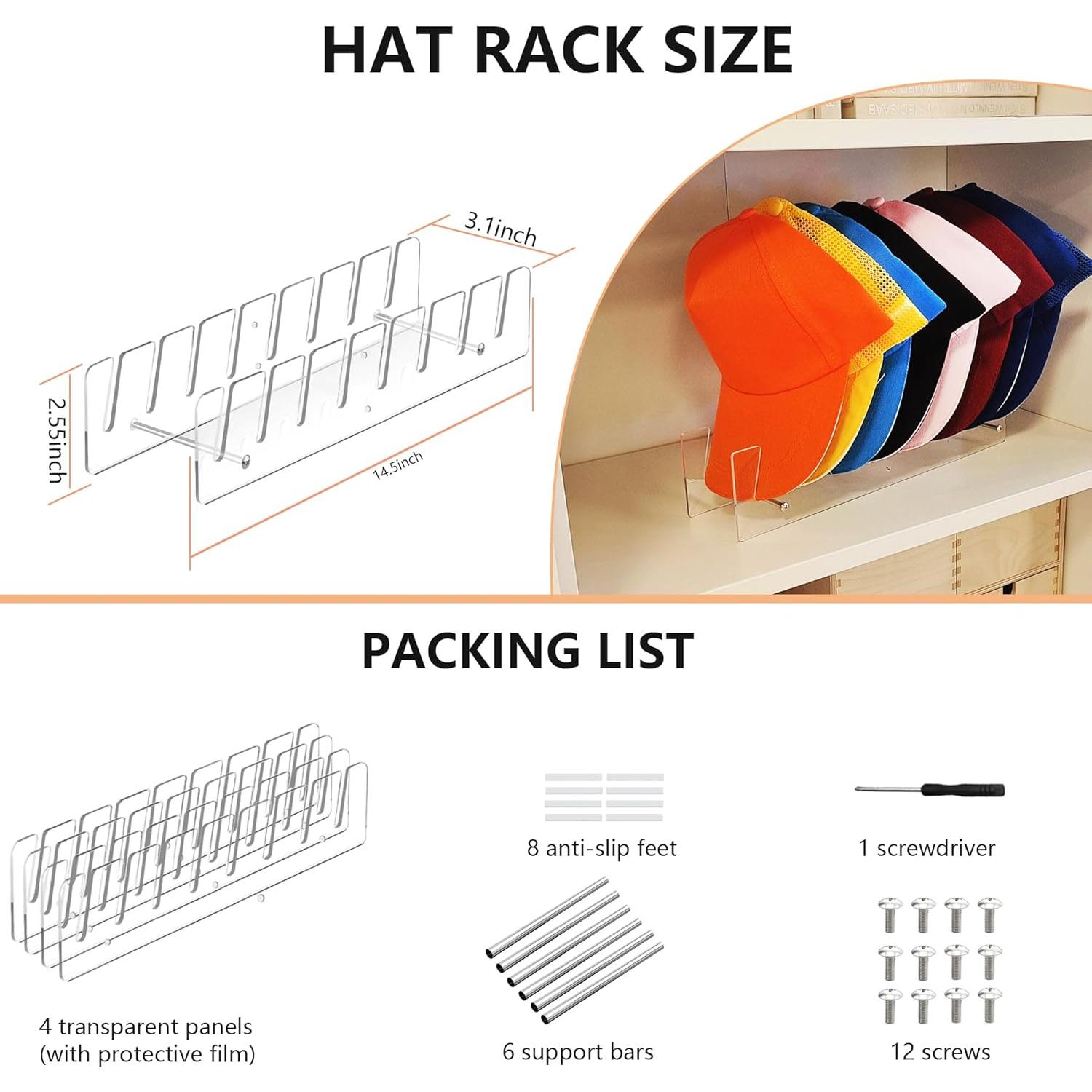 Organizador de Sombreros de Béisbol CARUUYI - 2 Piezas Acrílico