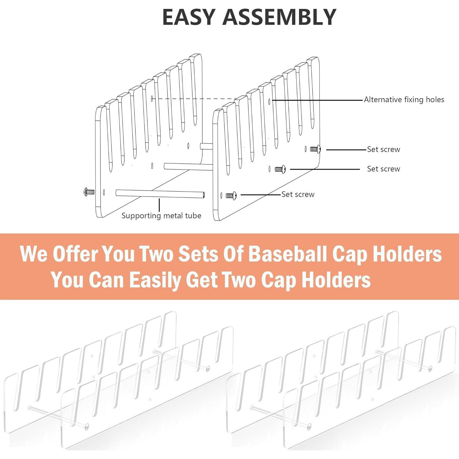 Organizador de Sombreros de Béisbol CARUUYI - 2 Piezas Acrílico