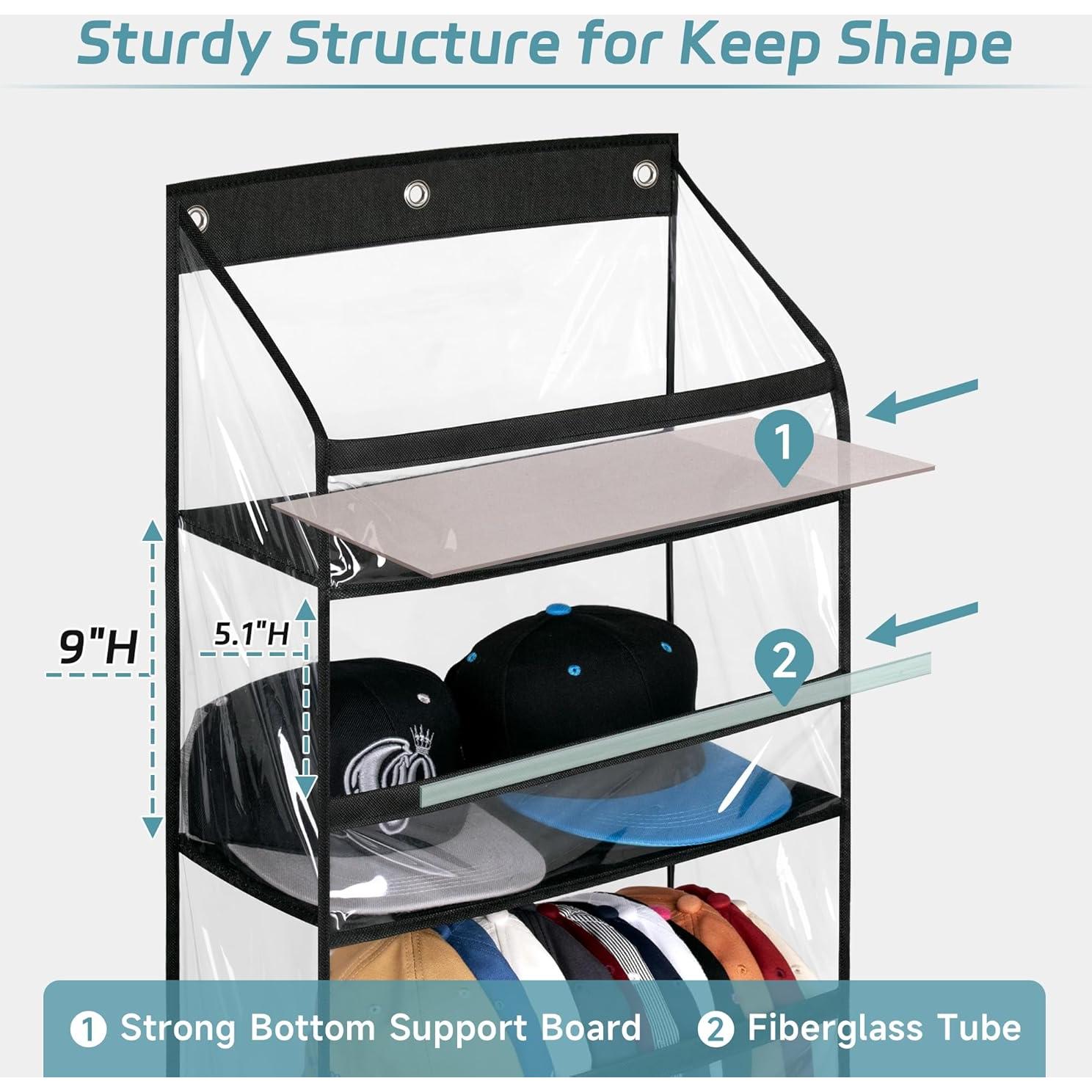 Perchero Organizador de Gorras AOODA 72 Gorras Negro 135.9 cm