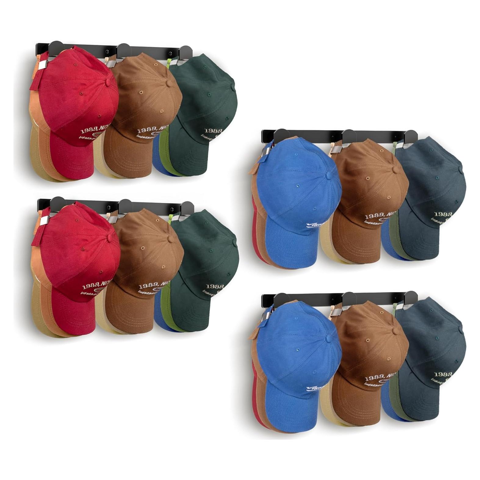 Soporte para Sombreros KIMBORA 4 Piezas Negro, Organizador de Gorras