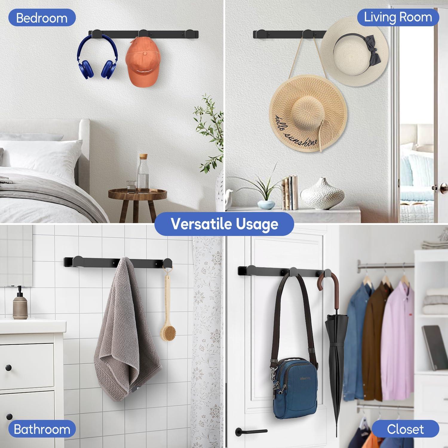 Soporte para Sombreros KIMBORA 4 Piezas Negro, Organizador de Gorras