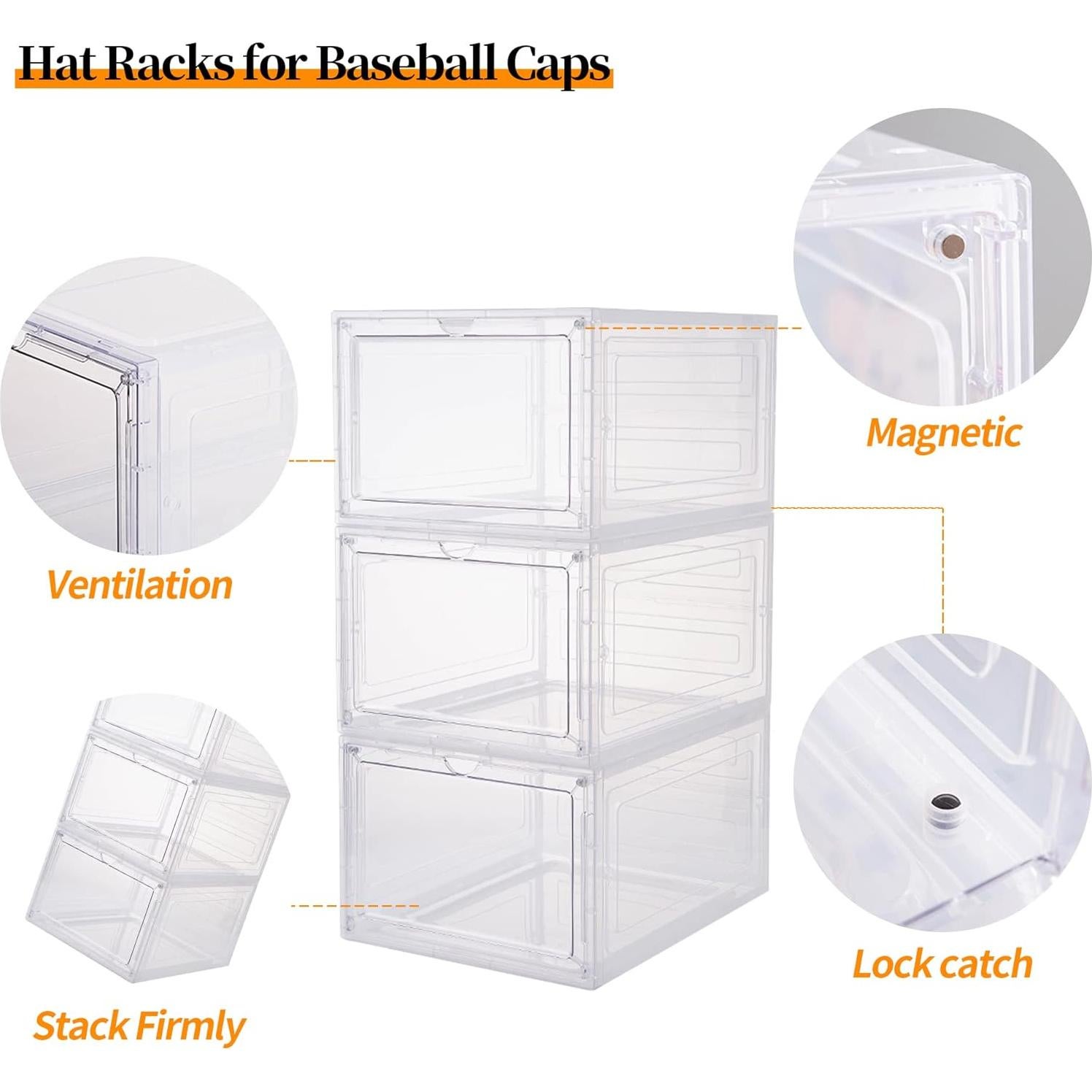 Organizador de Gorras Attelite, Set de 6, Transparente, Apilable