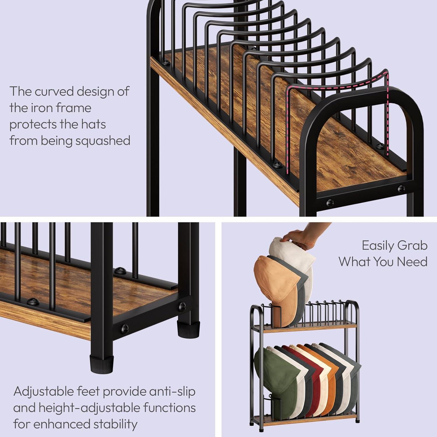 Soporte para Sombreros SWTYMIKI Negro - Organizador de 20 Gorras