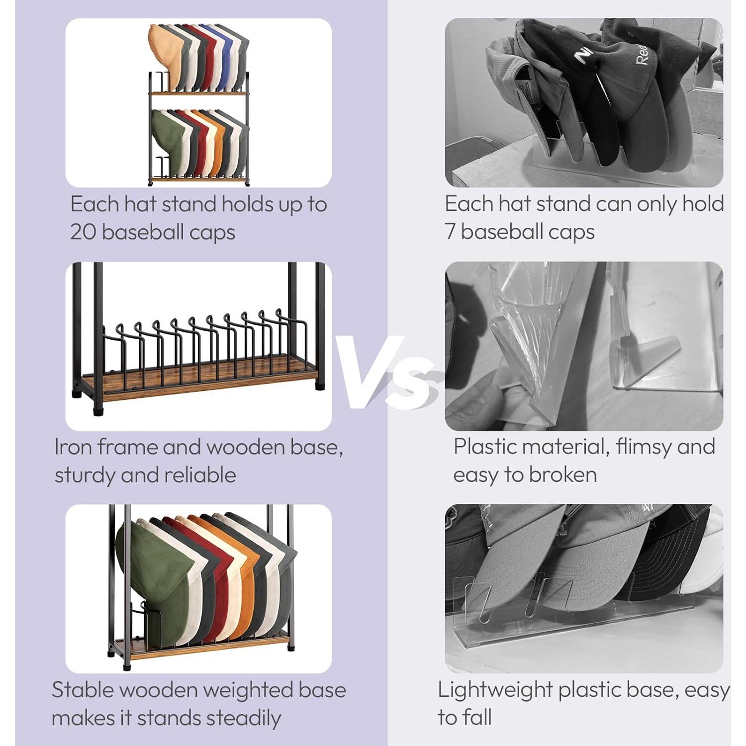 Soporte para Sombreros SWTYMIKI Negro - Organizador de 20 Gorras