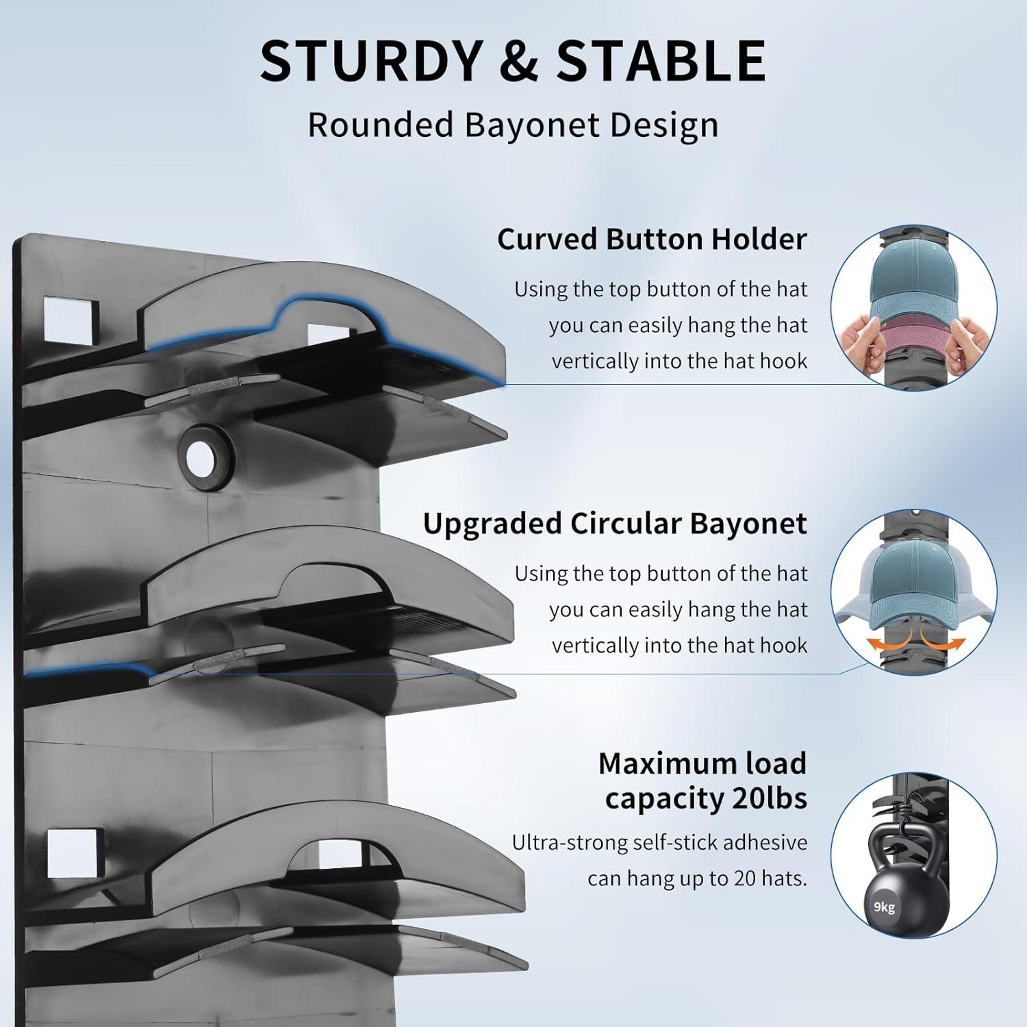 Organizador de Sombreros Lymocsu 2PCS Negro Ahorra Espacio