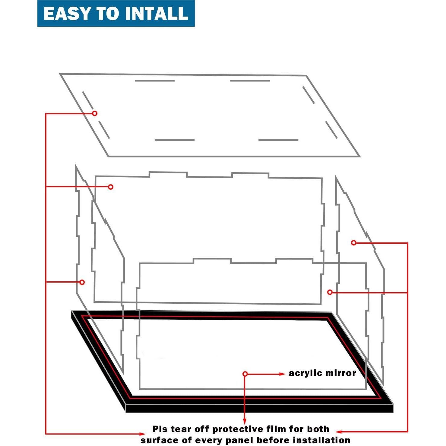 Clear Hat Display Case Acrylic Baseball Cap Holder Stand Transparent Hat Storage Box Dustproof Square UV Protection Cabinet with Carbon Fiber Skin Base and Removable Mirror Base