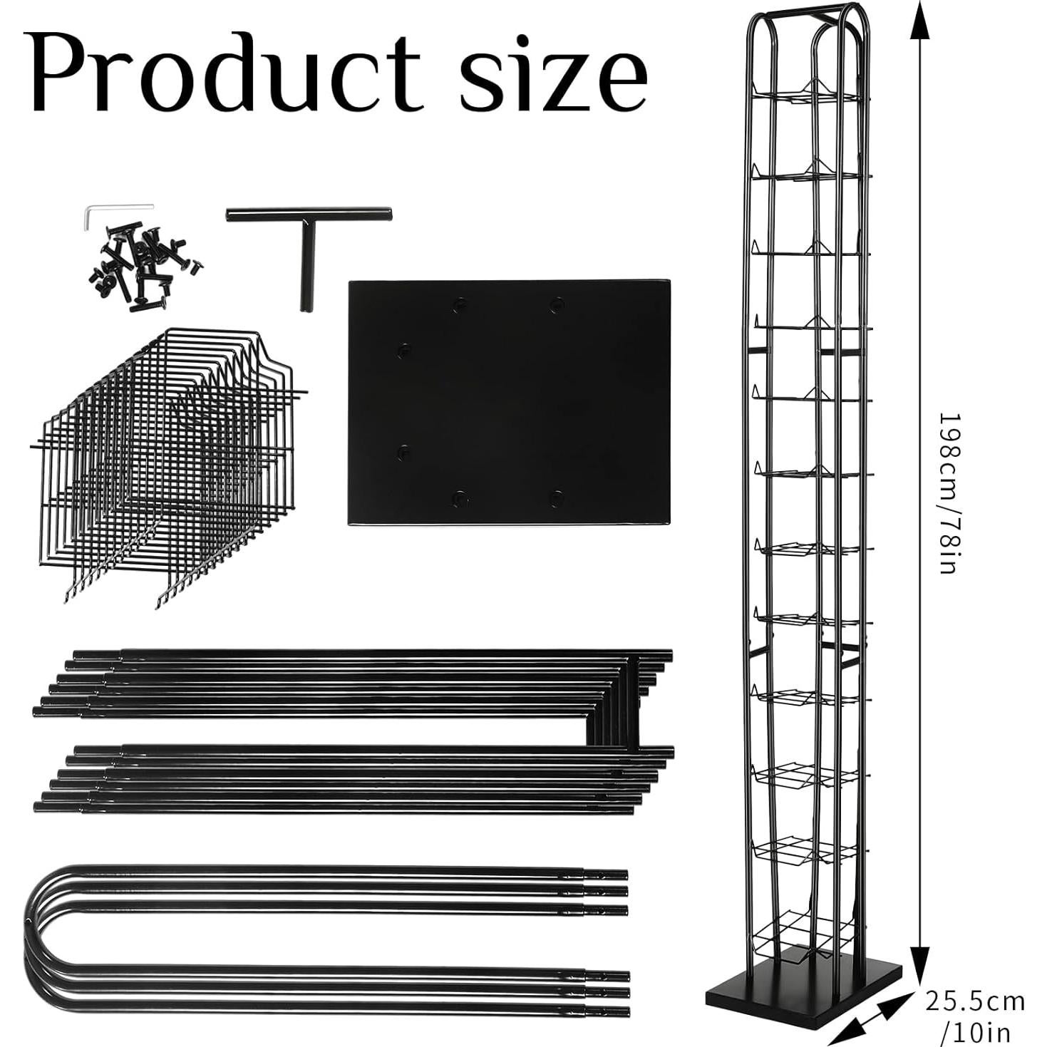 Soporte de Sombreros de Pie Negro Tandefio 12 Niveles 198 cm