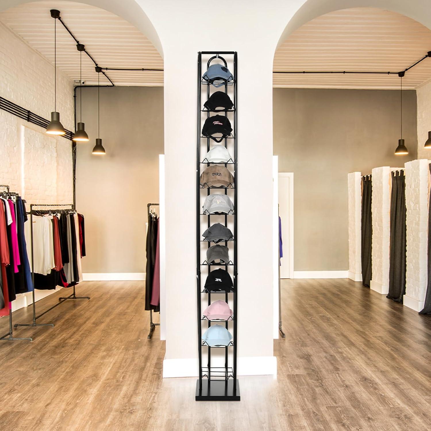 Soporte de Sombreros de Pie Negro Tandefio 12 Niveles 198 cm