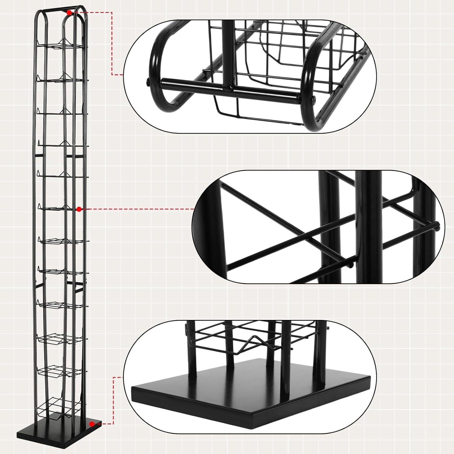 Soporte de Sombreros de Pie Negro Tandefio 12 Niveles 198 cm