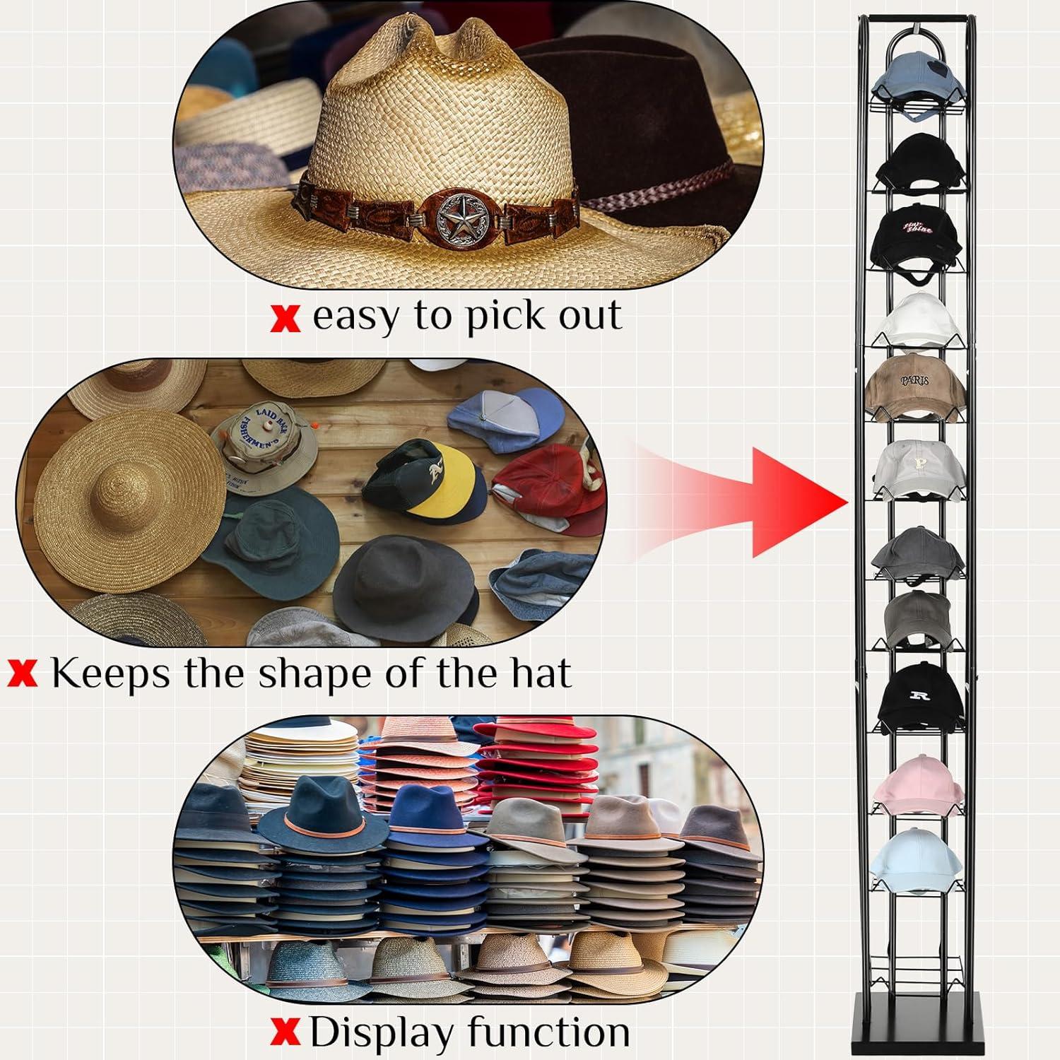 Soporte de Sombreros de Pie Negro Tandefio 12 Niveles 198 cm
