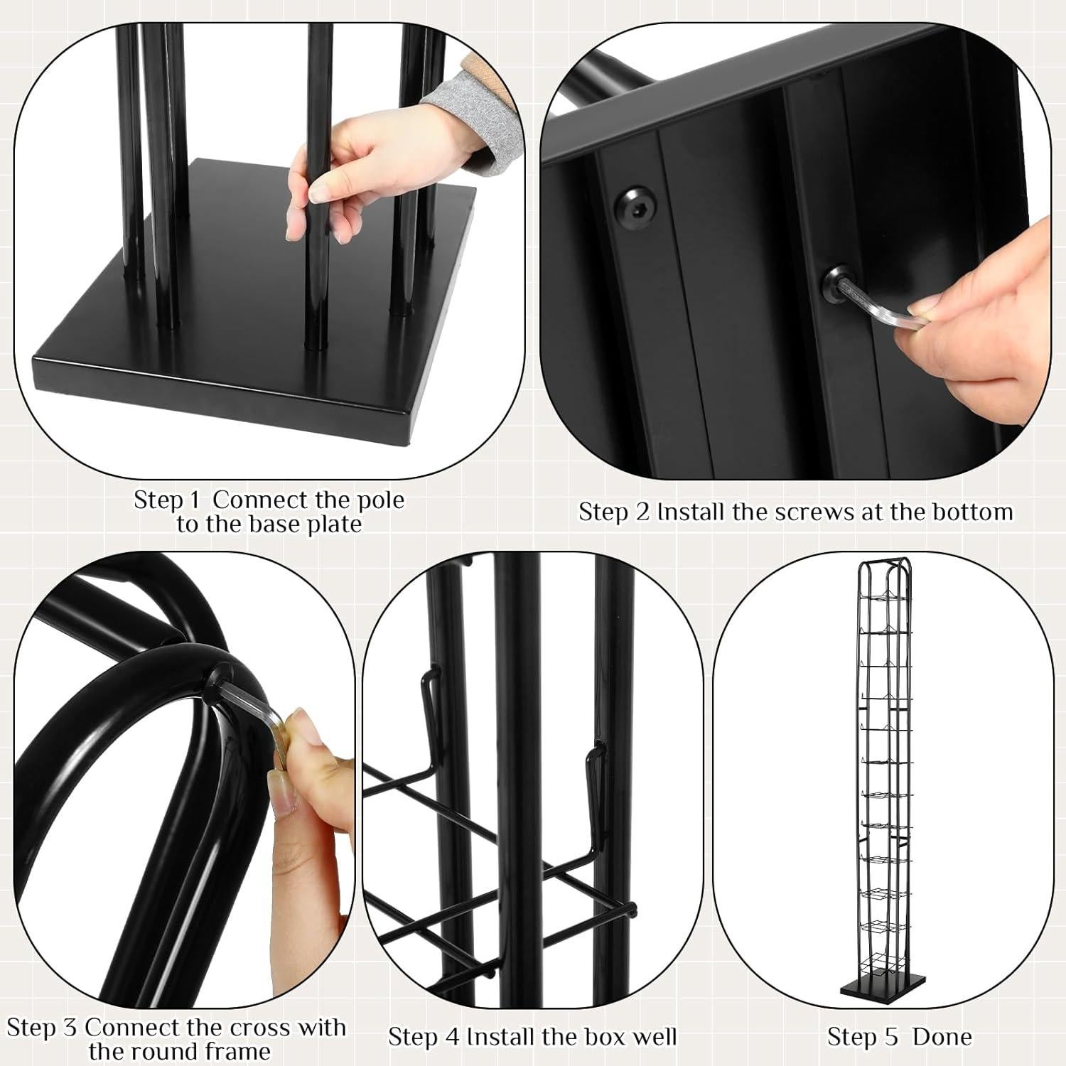 Soporte de Sombreros de Pie Negro Tandefio 12 Niveles 198 cm