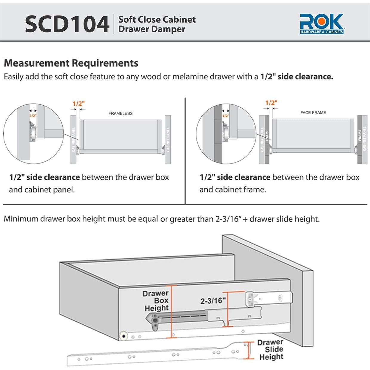 Cierre Suave para Cajones de Madera Rok Hardware 2-Pack Blanco