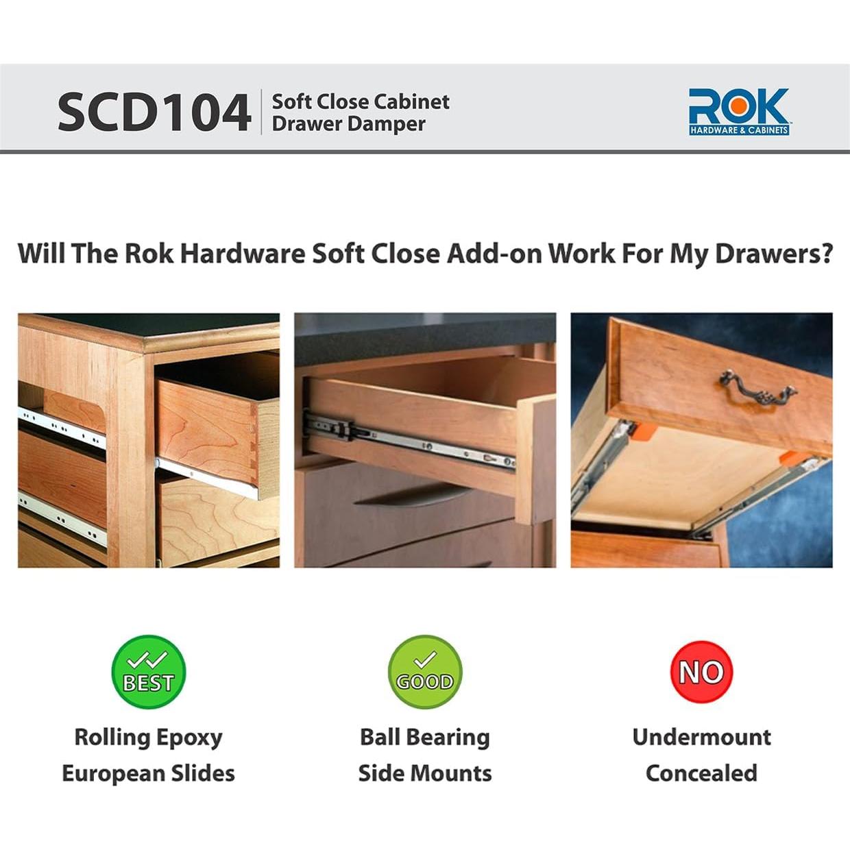 Cierre Suave para Cajones de Madera Rok Hardware 2-Pack Blanco