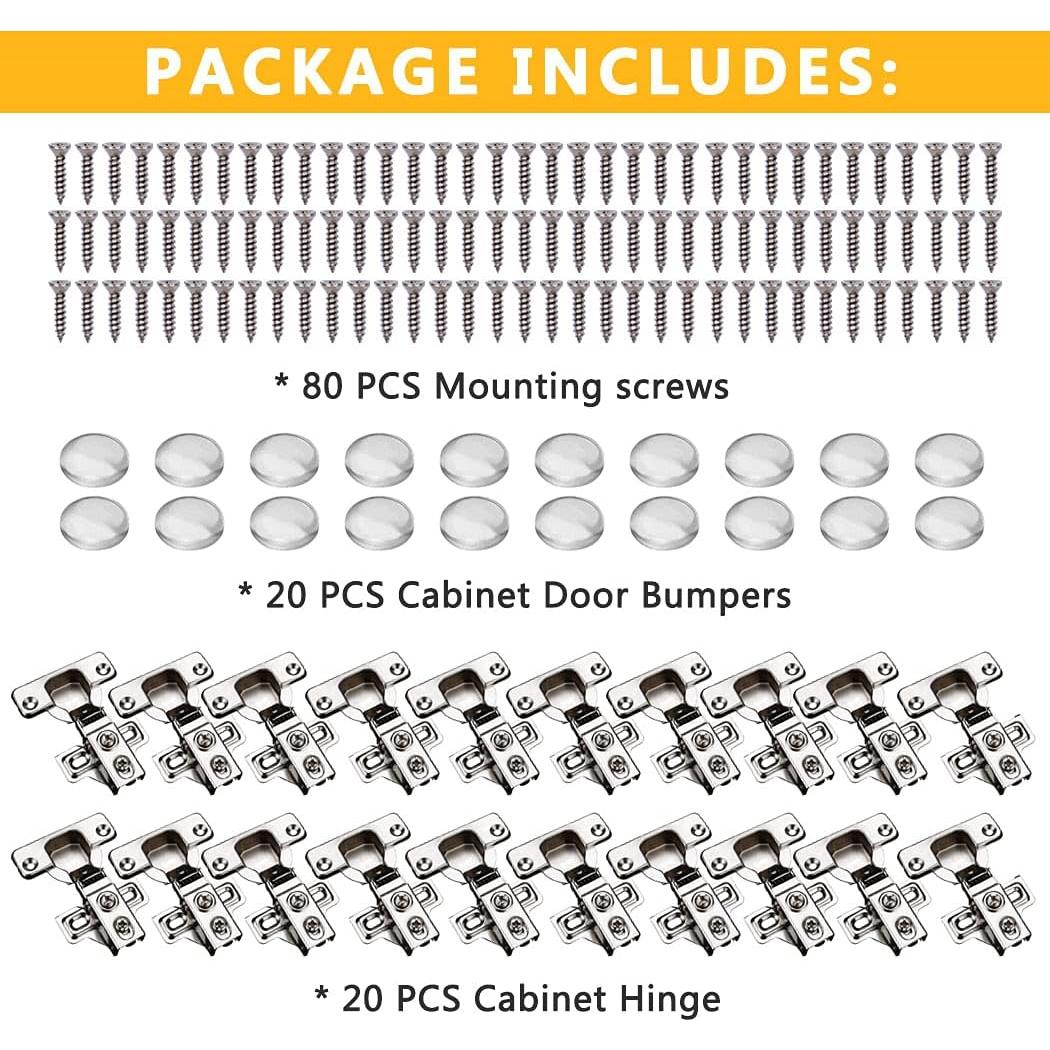 20 Bisagras de Cierre Suave KONIGEEHRE 12.7mm Acero Inoxidable