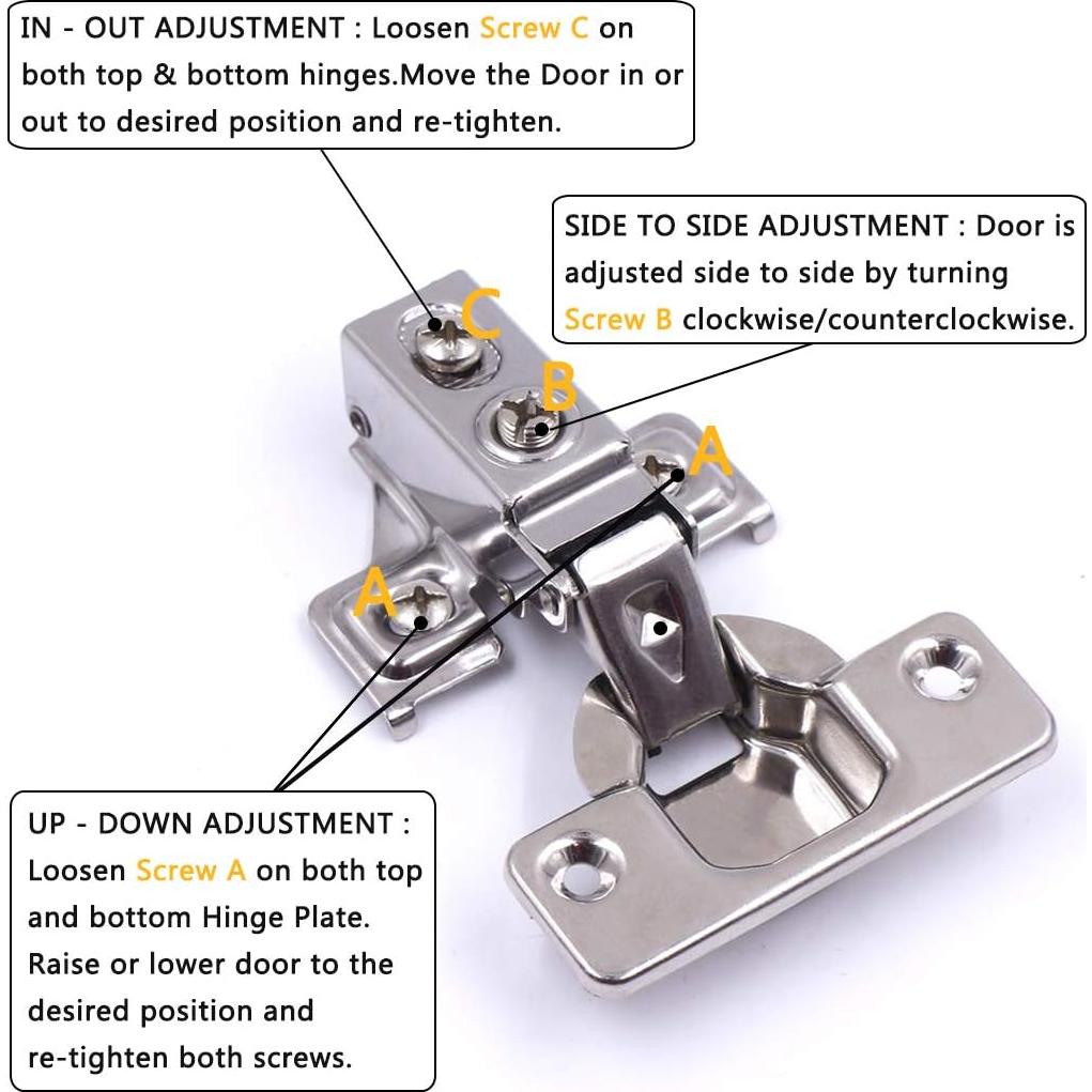20 Bisagras de Cierre Suave KONIGEEHRE 12.7mm Acero Inoxidable