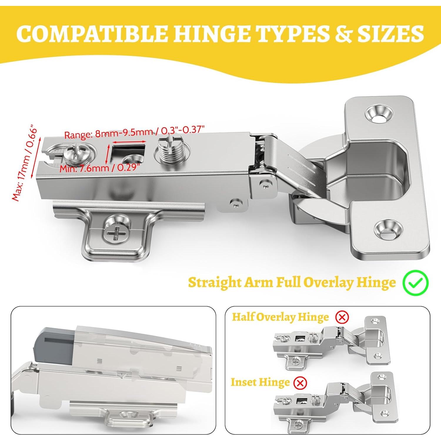 20 Amortiguadores de Cierre Suave Onemake para Bisagras