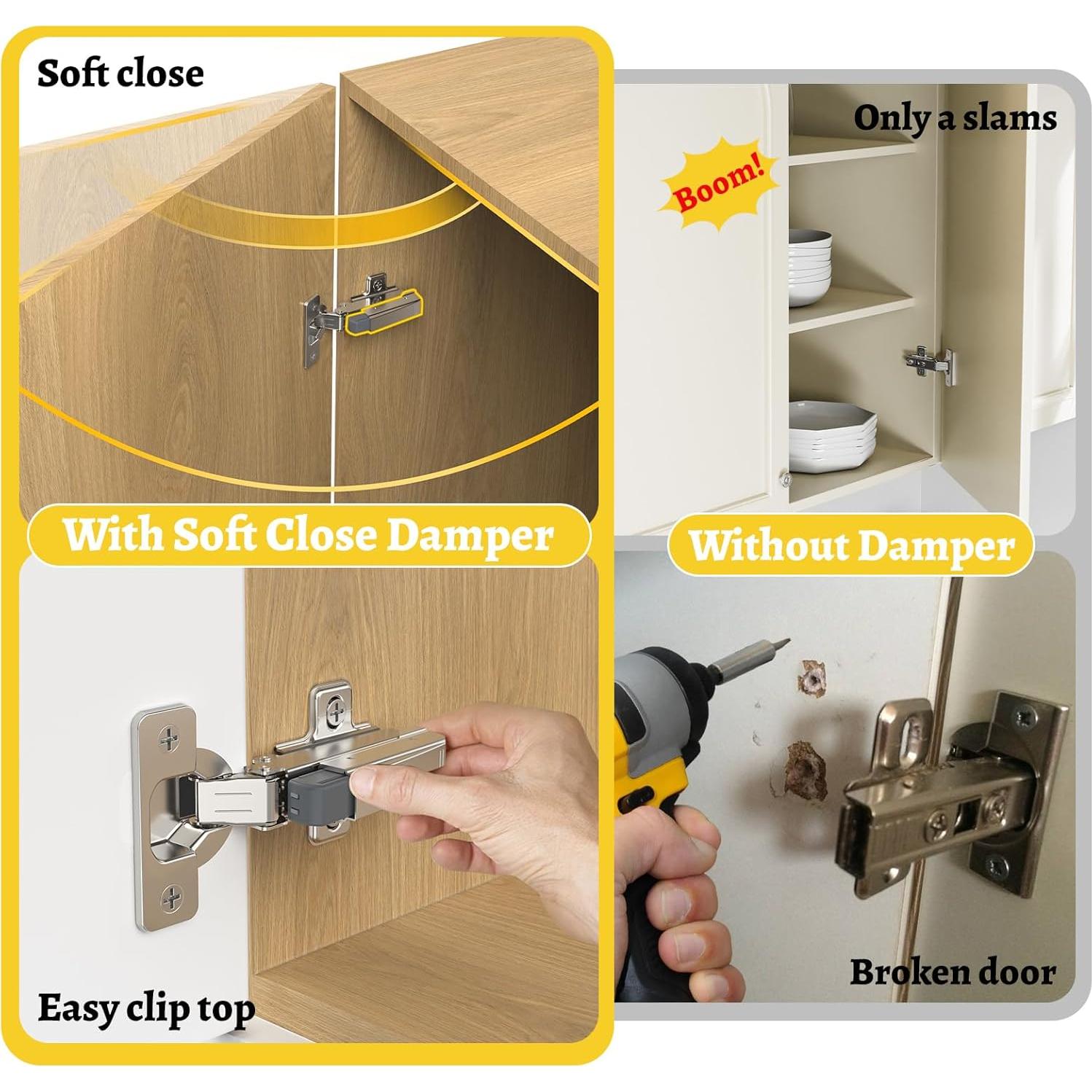 20 Amortiguadores de Cierre Suave Onemake para Bisagras