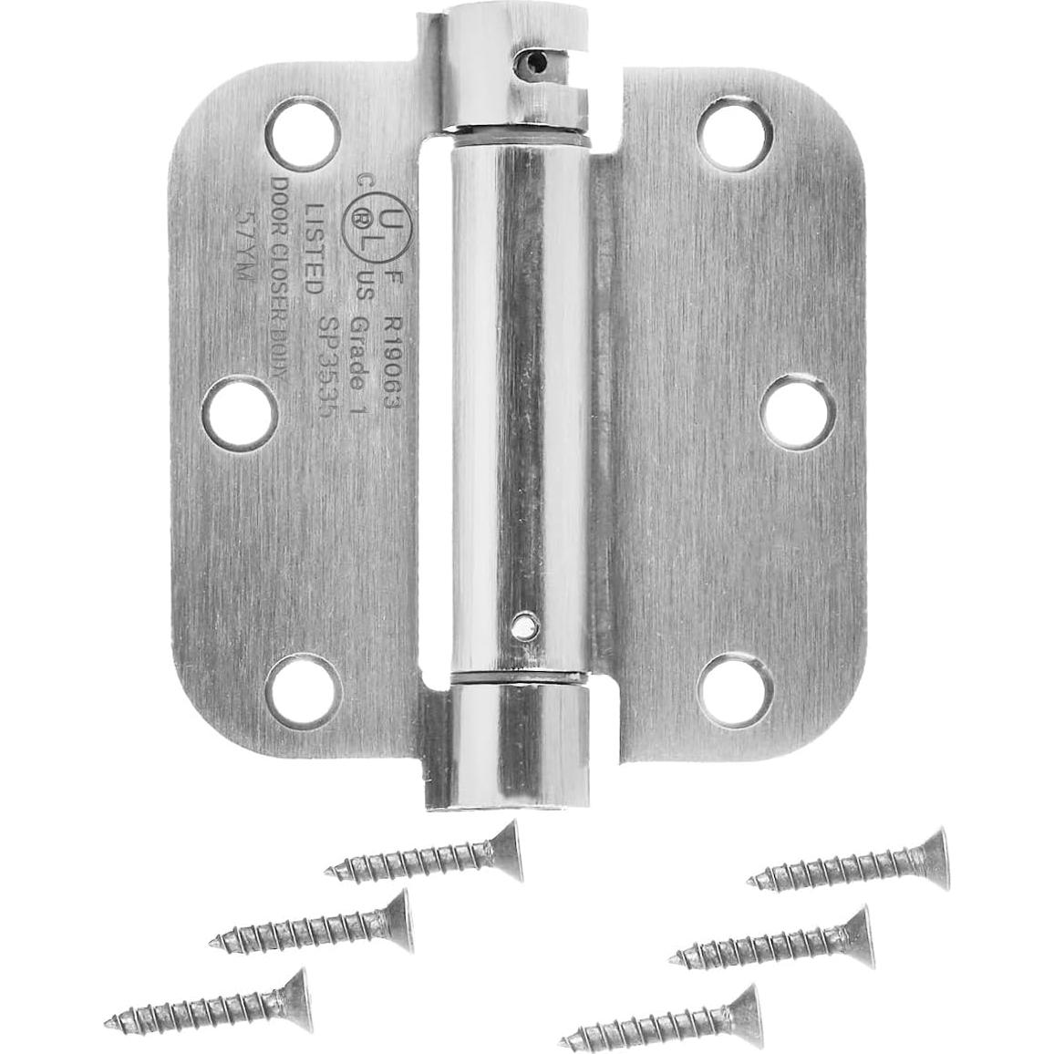 Bisagra de puerta automática Amazon Basics 8.9 cm níquel satinado