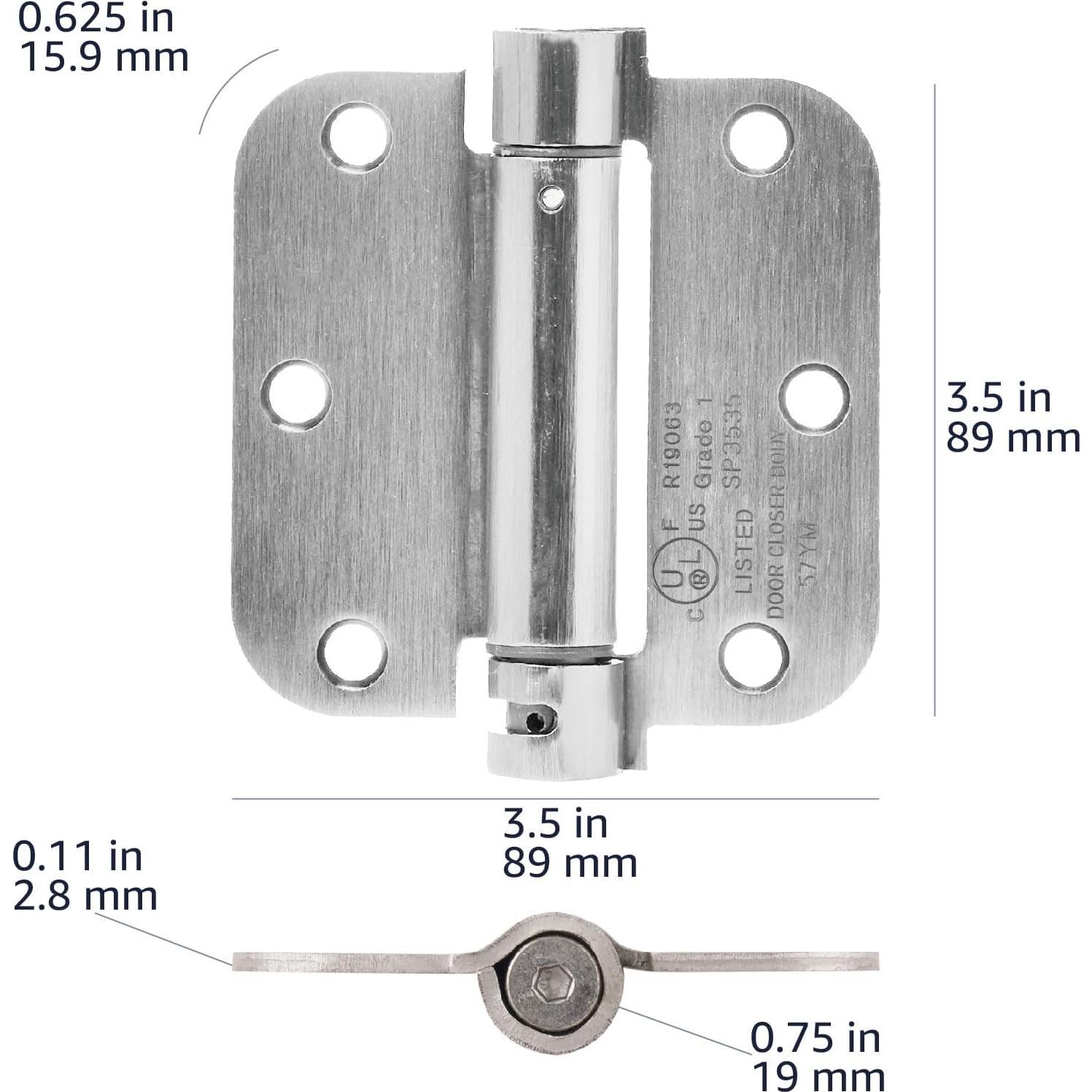 Bisagra de puerta automática Amazon Basics 8.9 cm níquel satinado