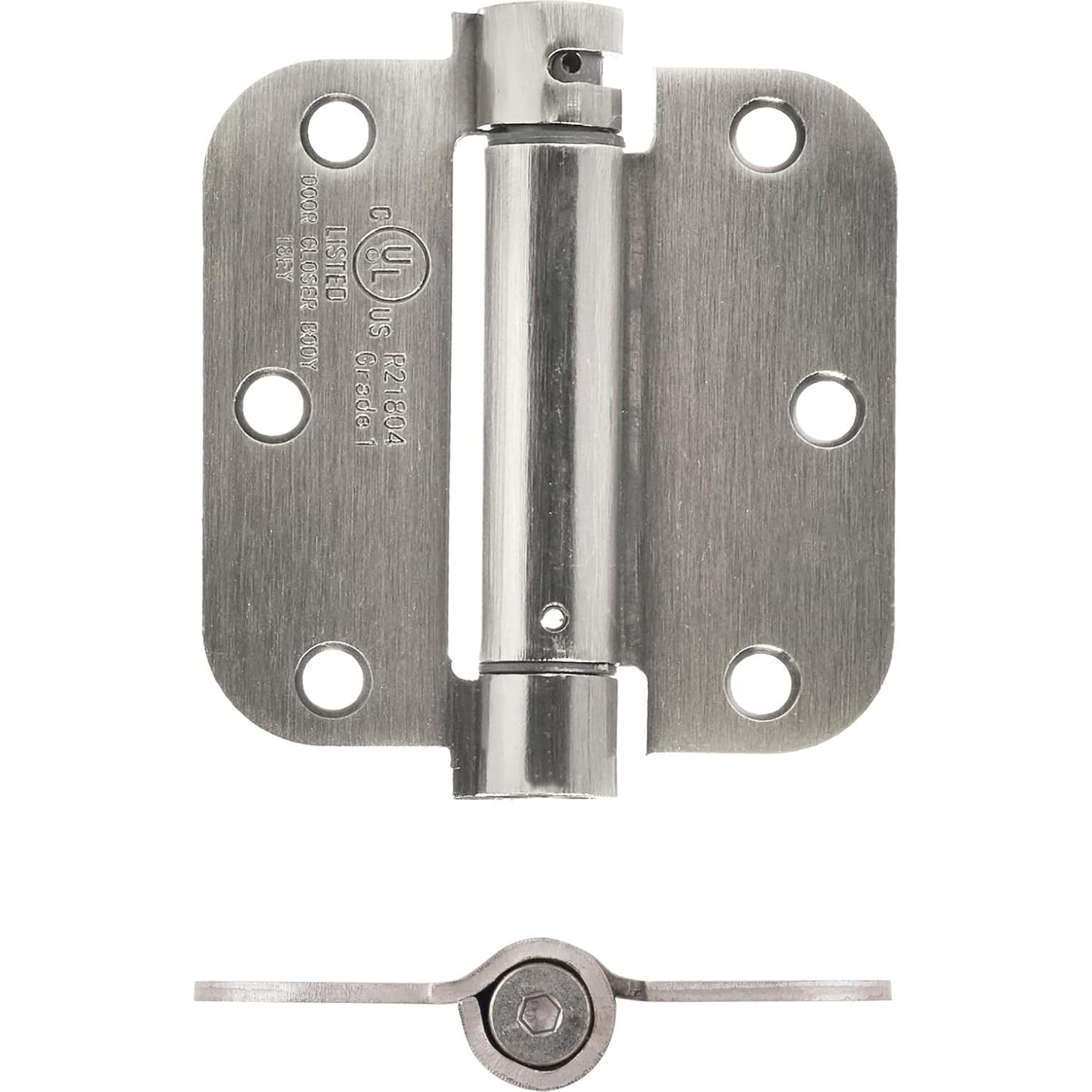 Bisagra de puerta automática Amazon Basics 8.9 cm níquel satinado