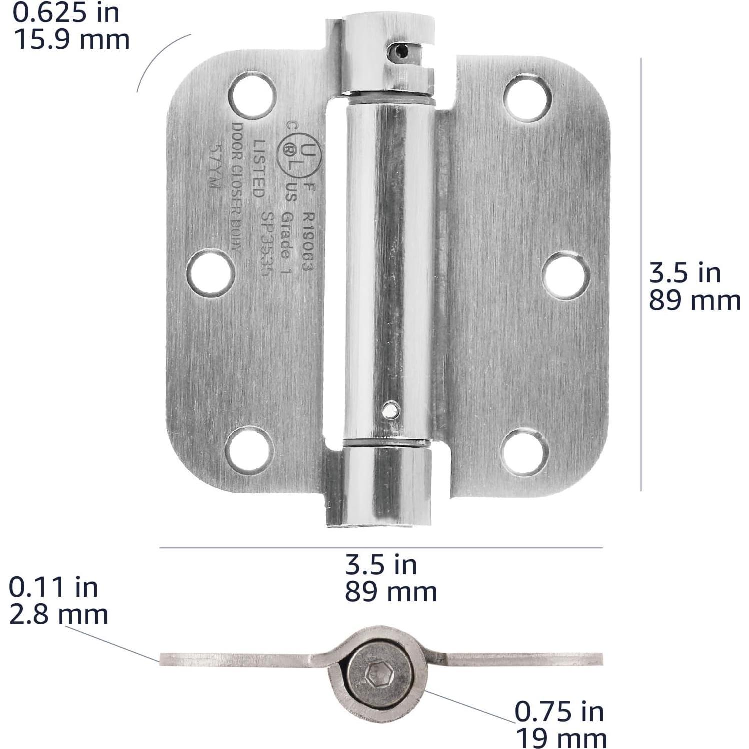 Bisagra de puerta automática Amazon Basics 8.9 cm níquel satinado