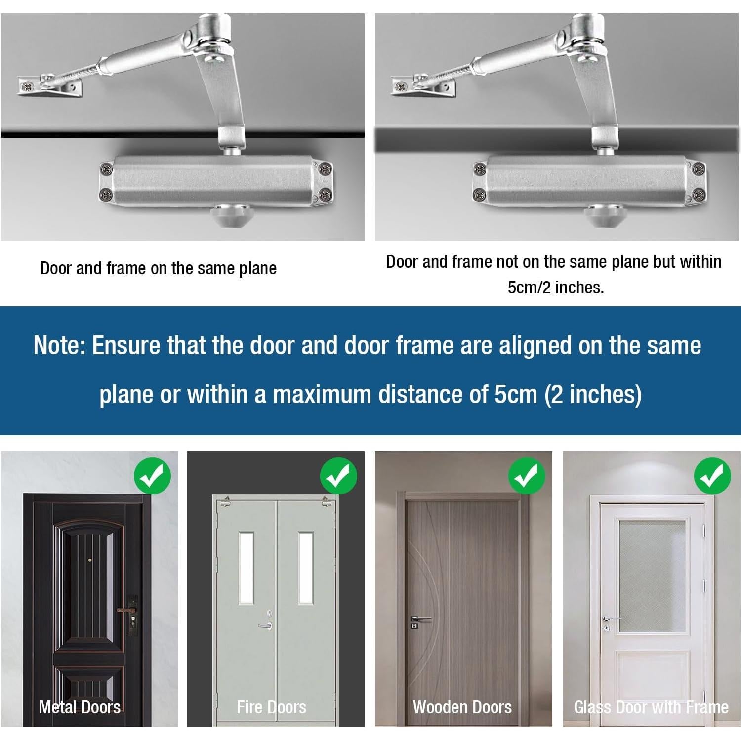 Cerradura automática Ougourim plateada para puertas 40-65 kg