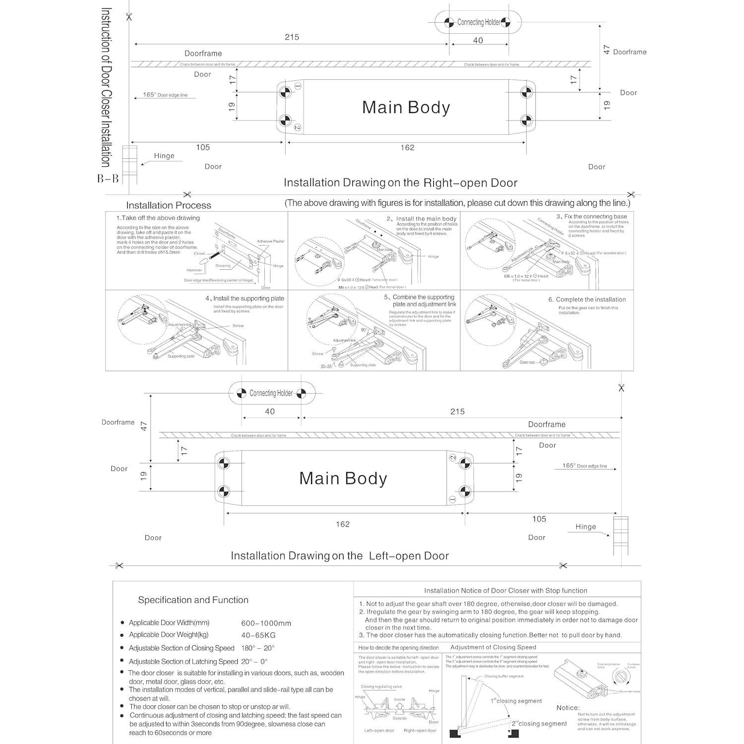 Cerradura automática Ougourim plateada para puertas 40-65 kg