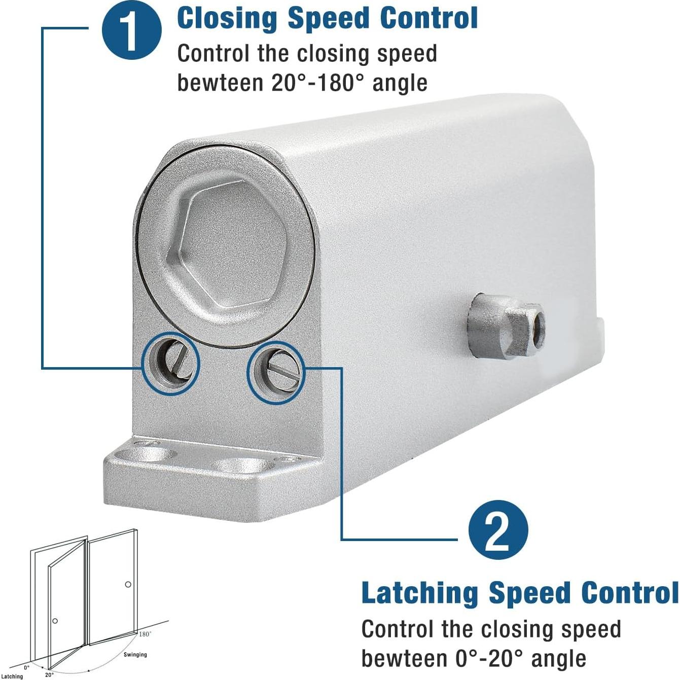 Cerradura automática Ougourim plateada para puertas 40-65 kg