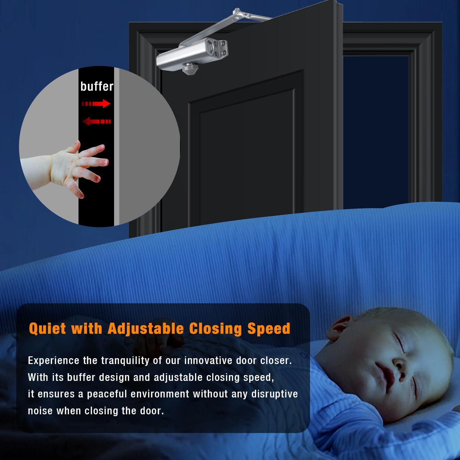 Cerradura automática Ougourim plateada para puertas 40-65 kg