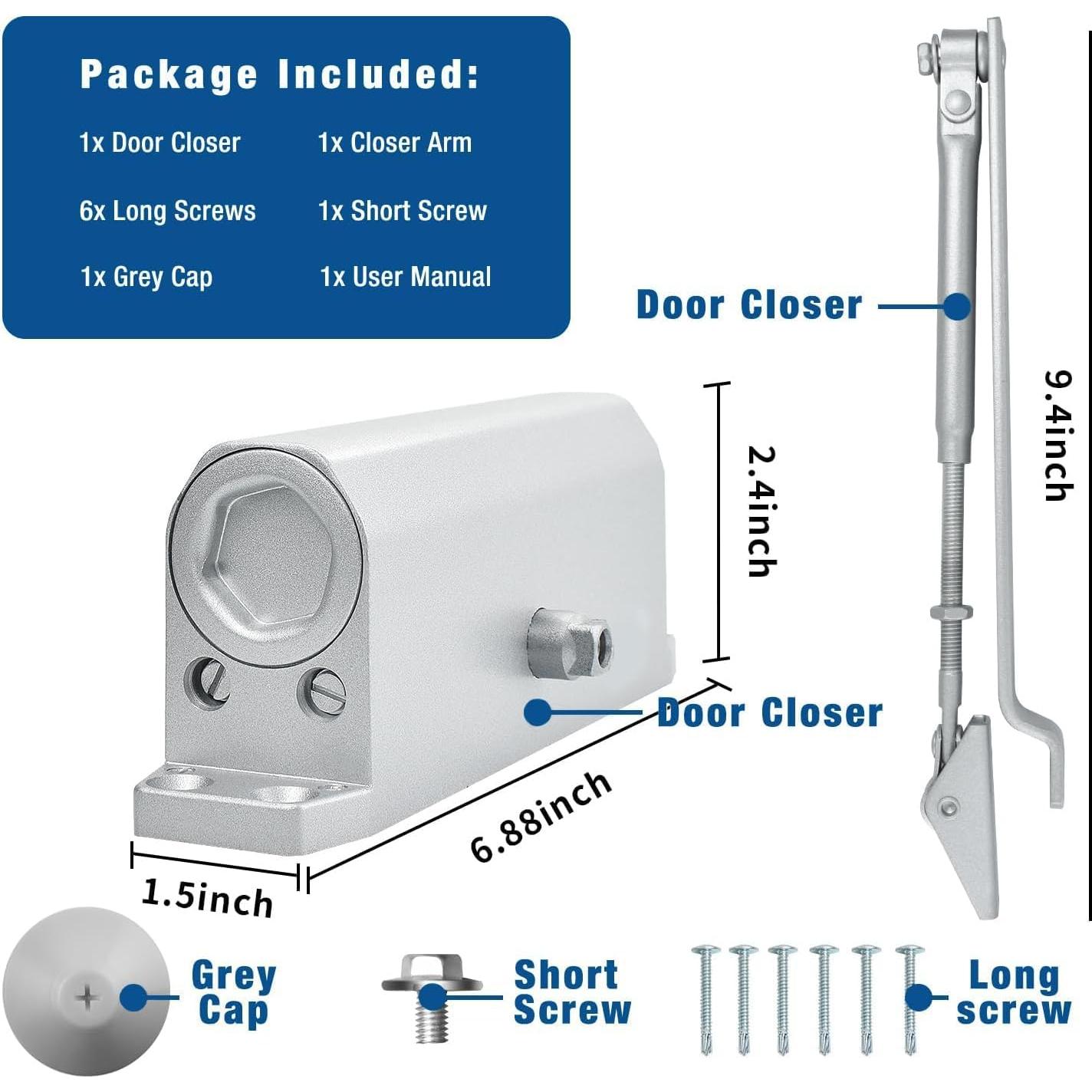 Cerradura automática Ougourim plateada para puertas 40-65 kg