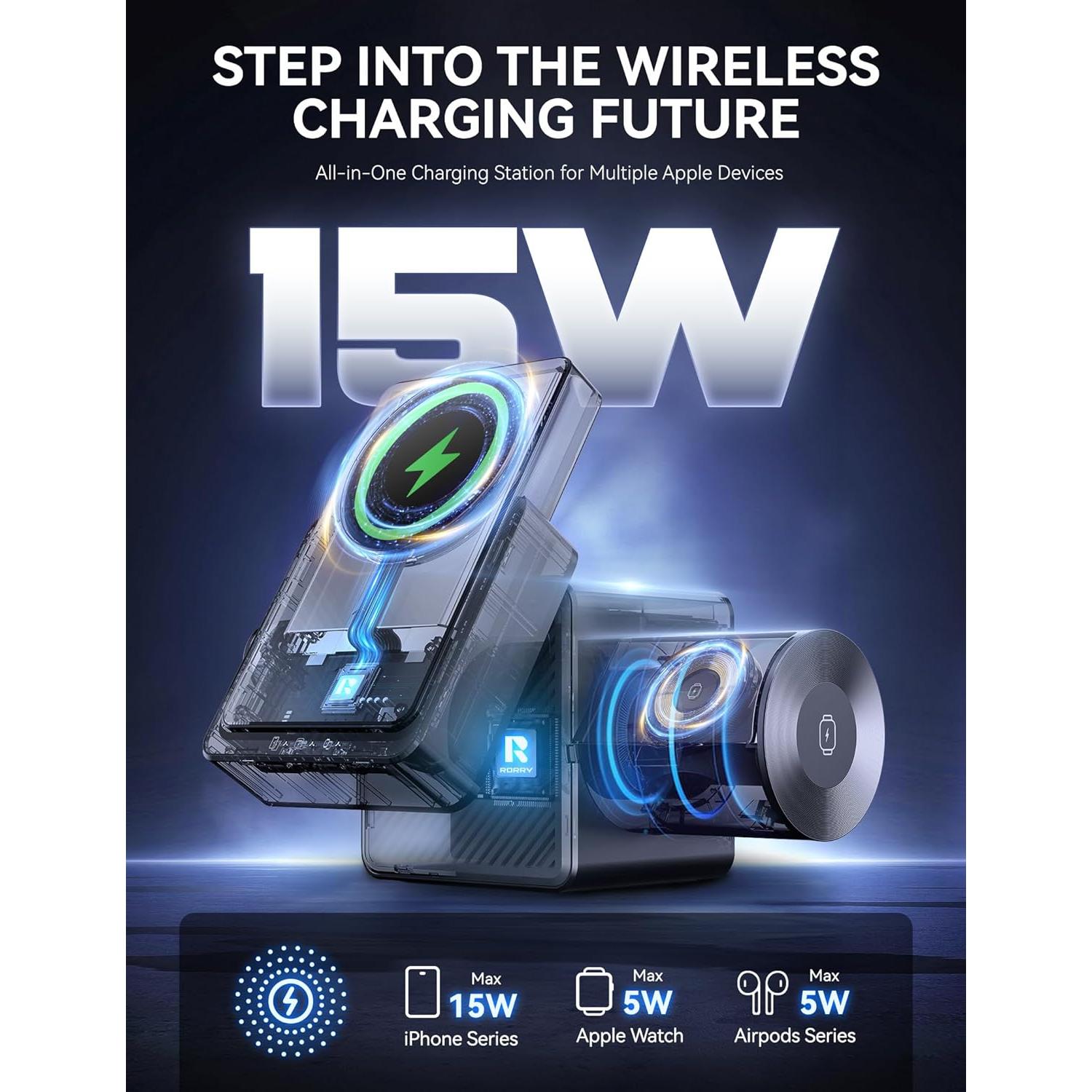 Estación de Carga 3 en 1 RORRY con Batería 10,000mAh - Gris