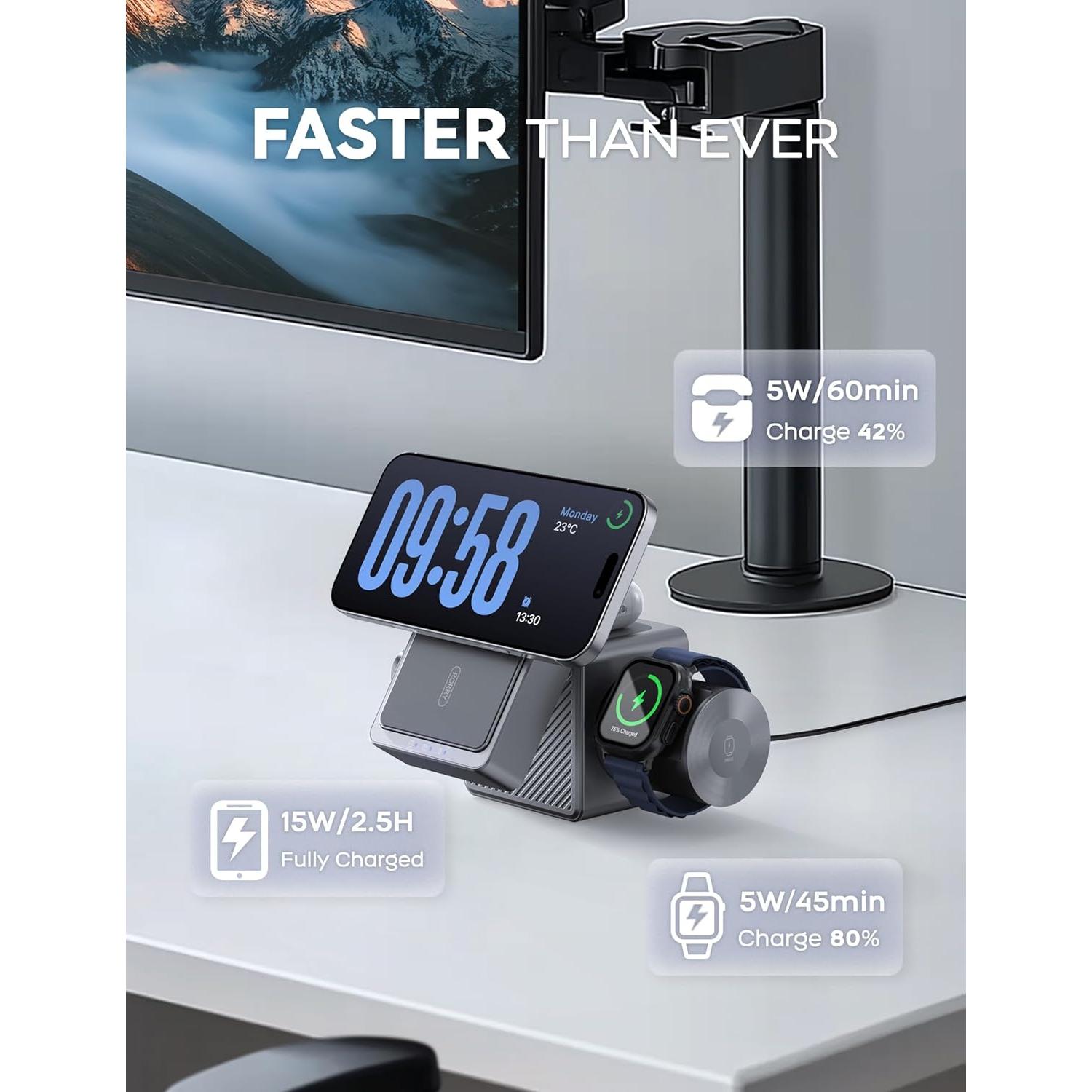 Estación de Carga 3 en 1 RORRY con Batería 10,000mAh - Gris