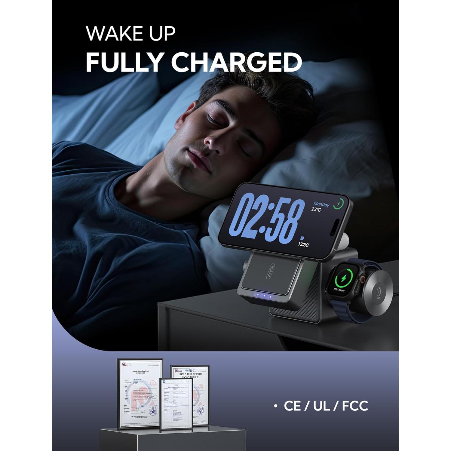 Estación de Carga 3 en 1 RORRY con Batería 10,000mAh - Gris