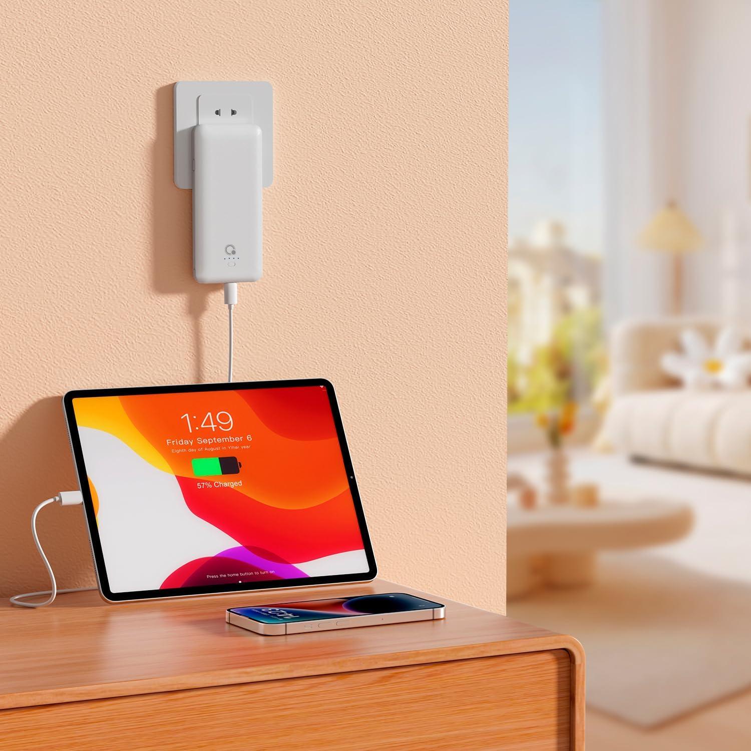 Cargador Portátil Q 10000mAh con Enchufe y Cables Integrados