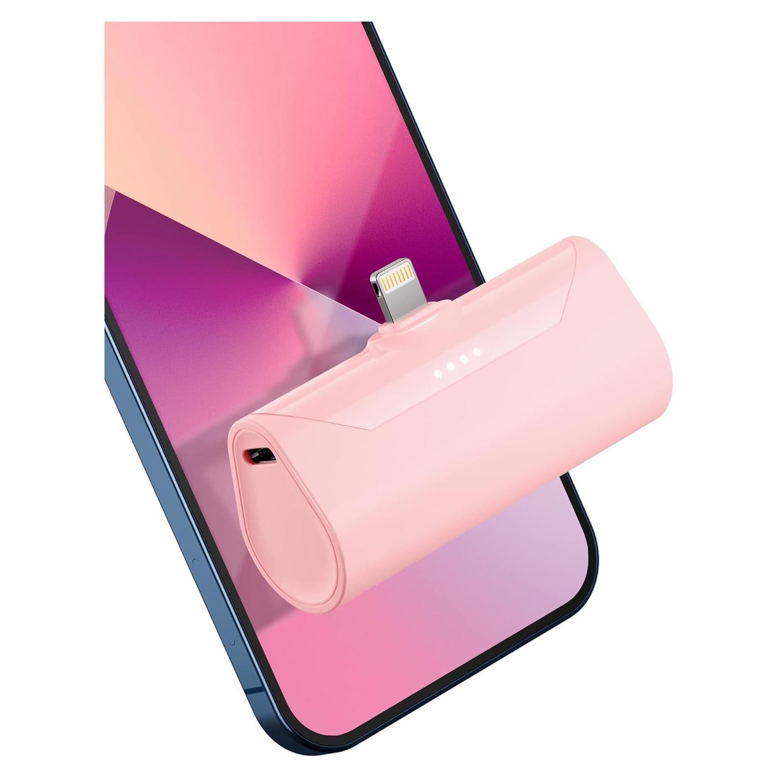 Cargador Portátil Rosa 4800mAh para iPhone 15W Carga Rápida