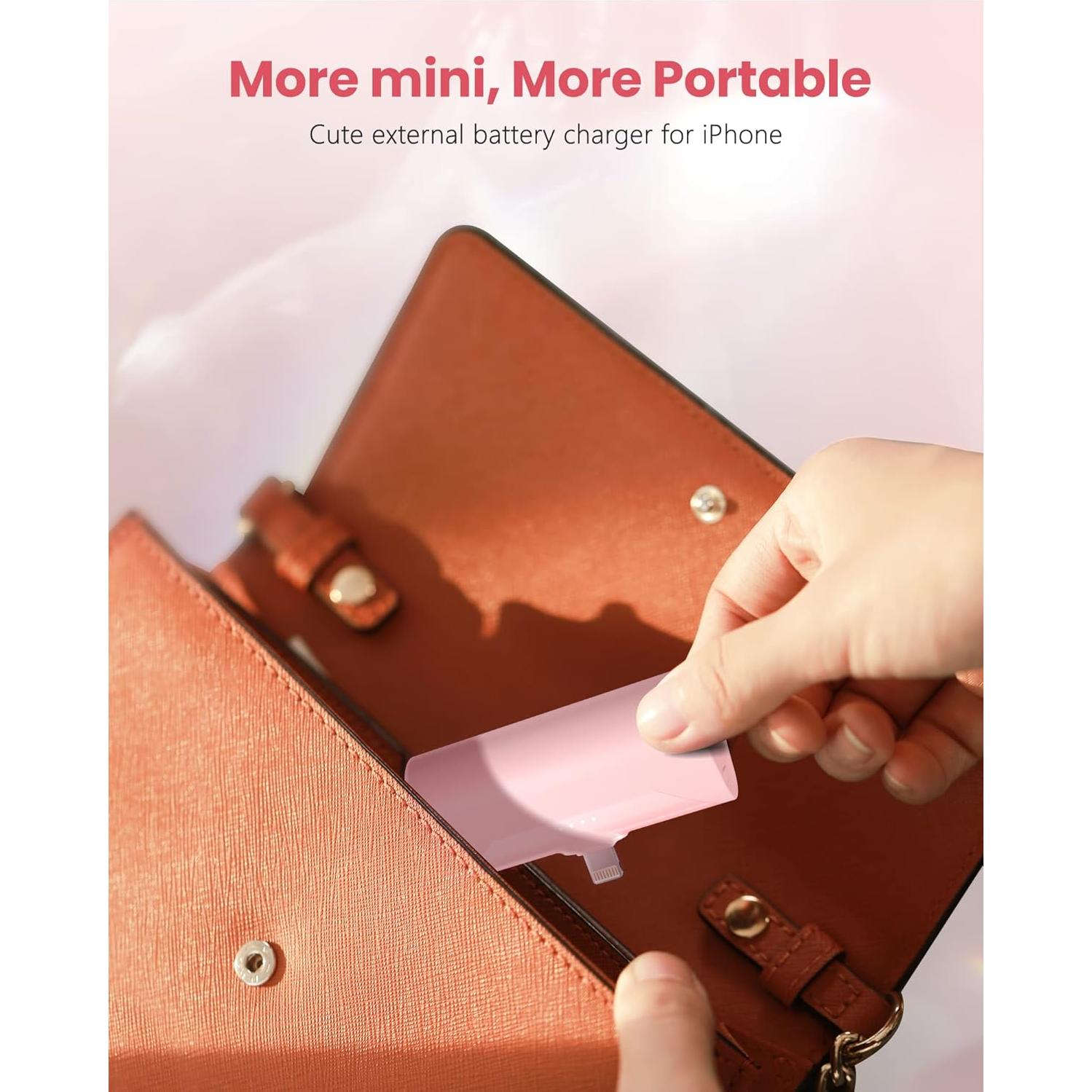 Cargador Portátil Rosa 4800mAh para iPhone 15W Carga Rápida