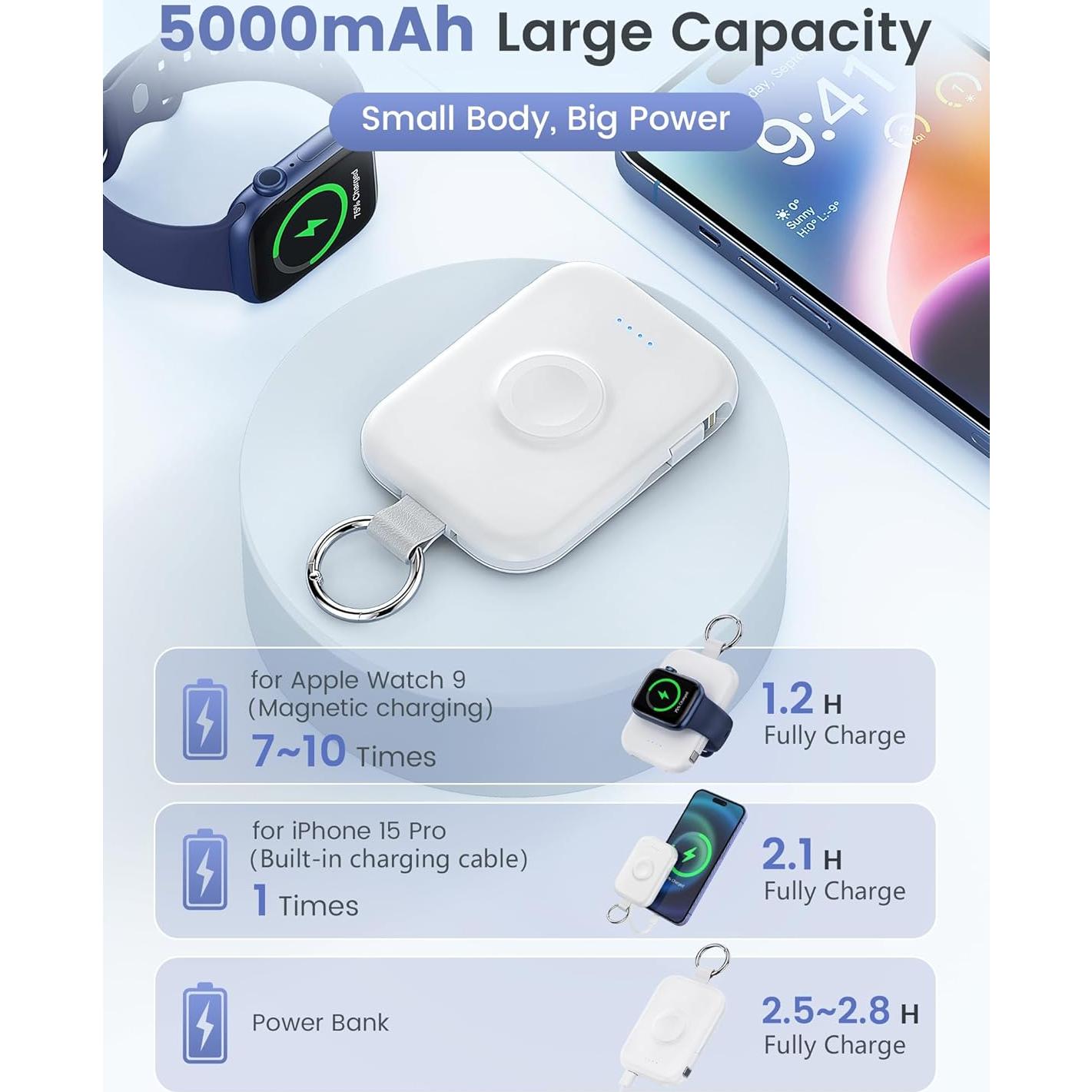Cargador Portátil RORRY 10000mAh 3 en 1 para Apple Watch/iPhone