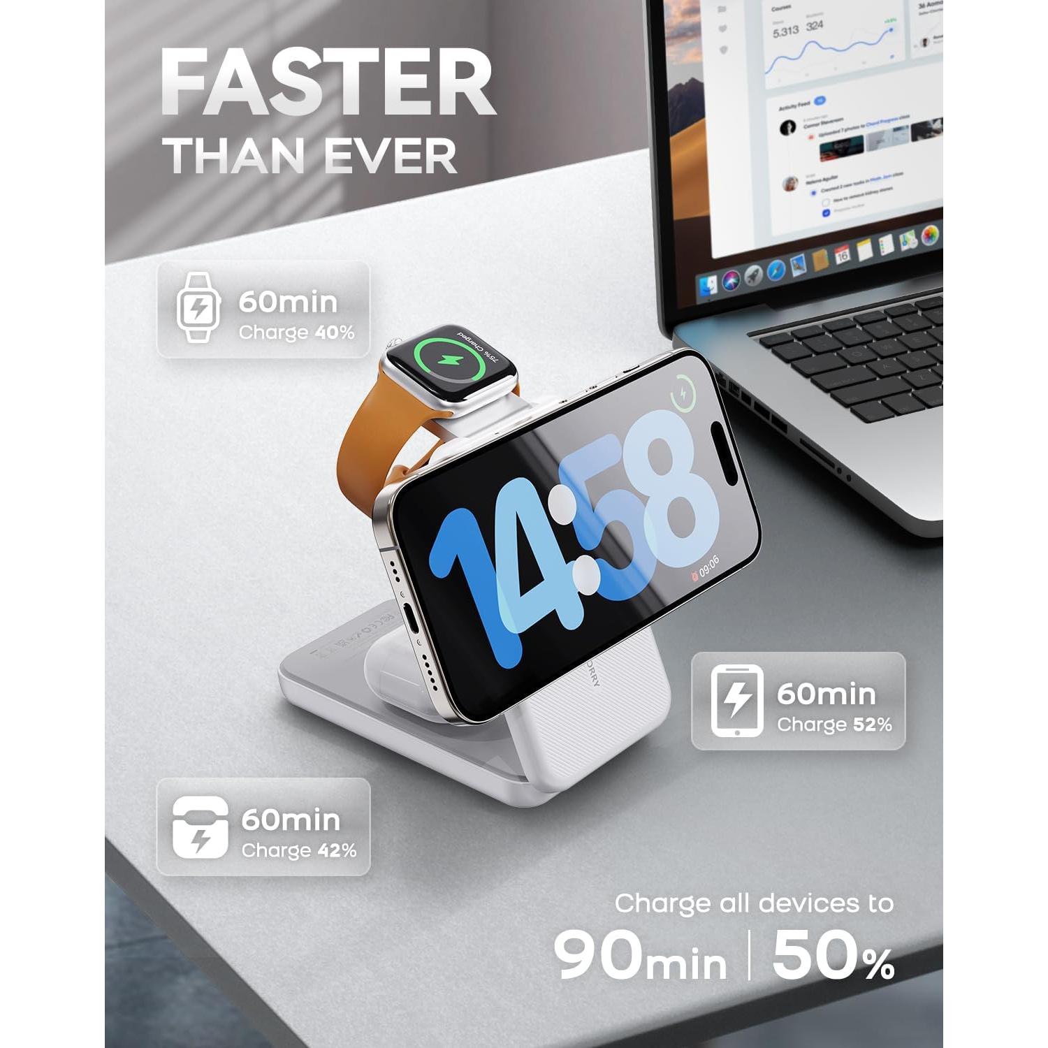 Cargador Portátil RORRY 10000mAh 3 en 1 para Apple Watch/iPhone