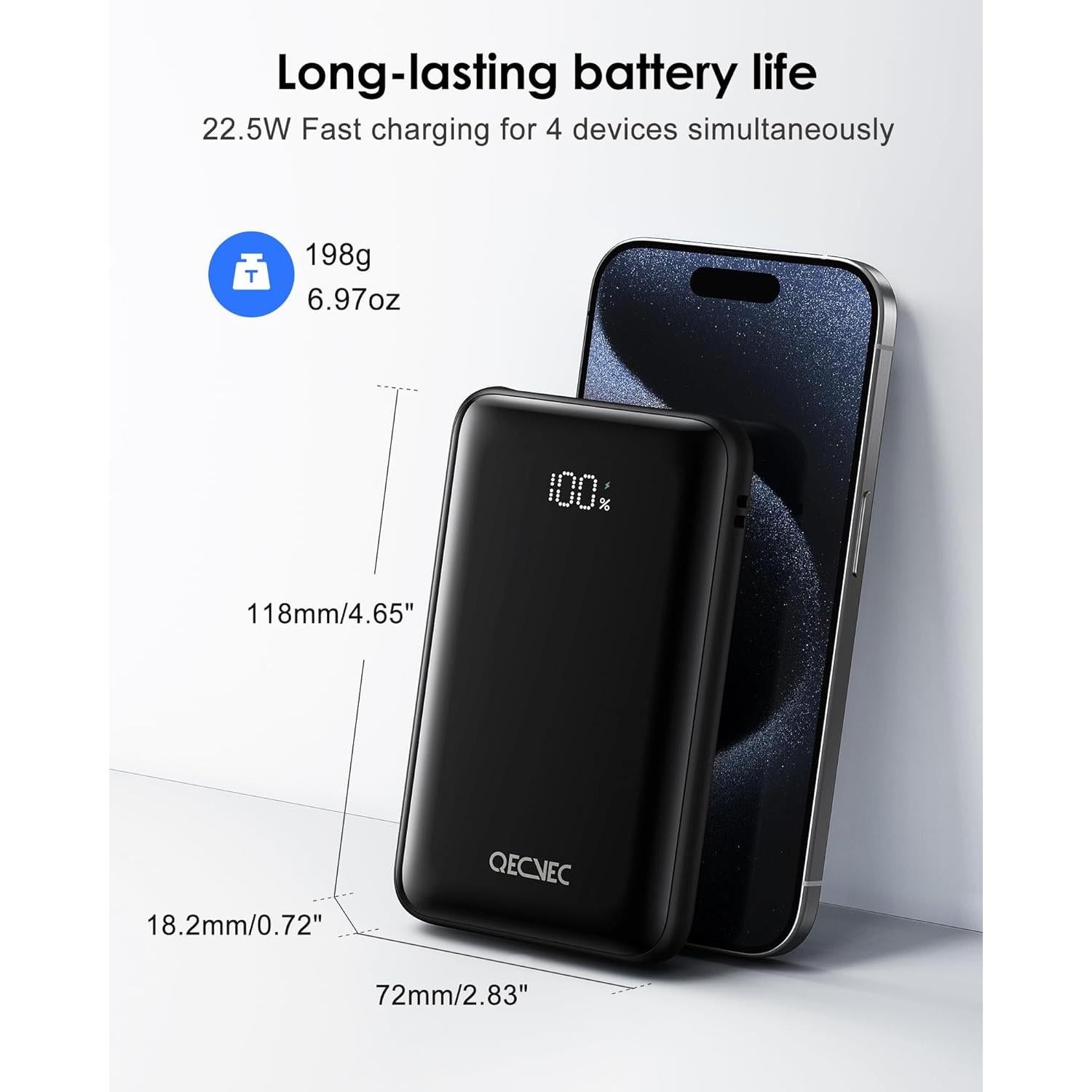 Cargador Portátil 10000mAh QECVEC con Carga Rápida 22.5W