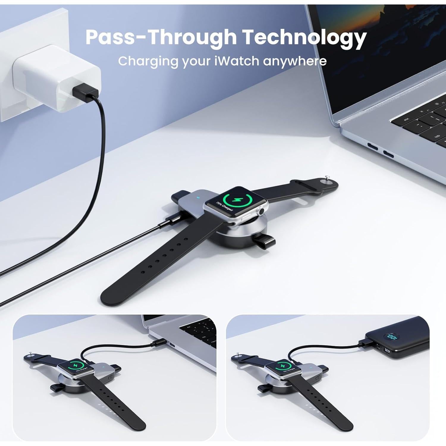 Cargador Inalámbrico Portátil 2 en 1 para Apple Watch y iPhone