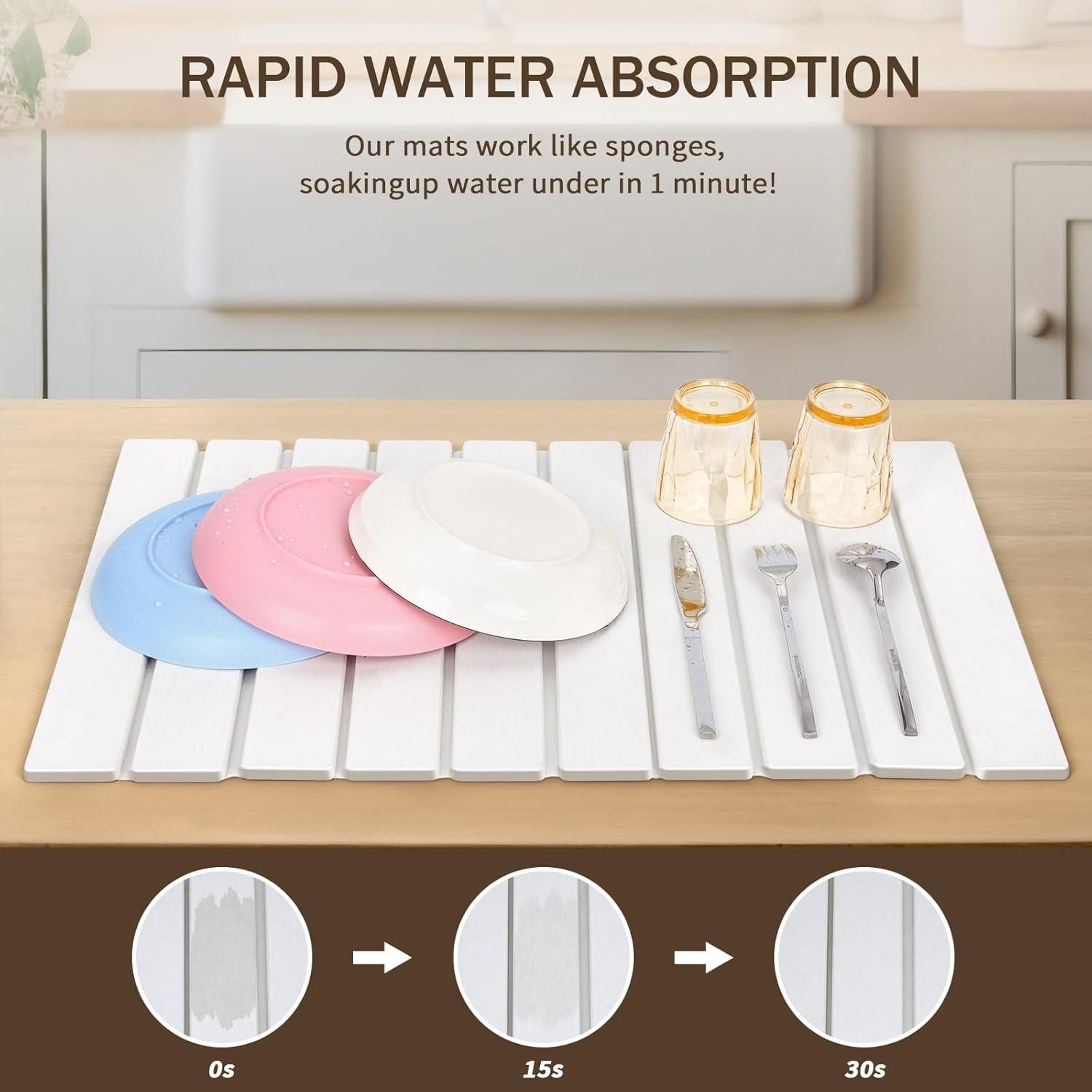 Alfombrilla de Secado de Piedra Hihikid 60x39 cm Antideslizante